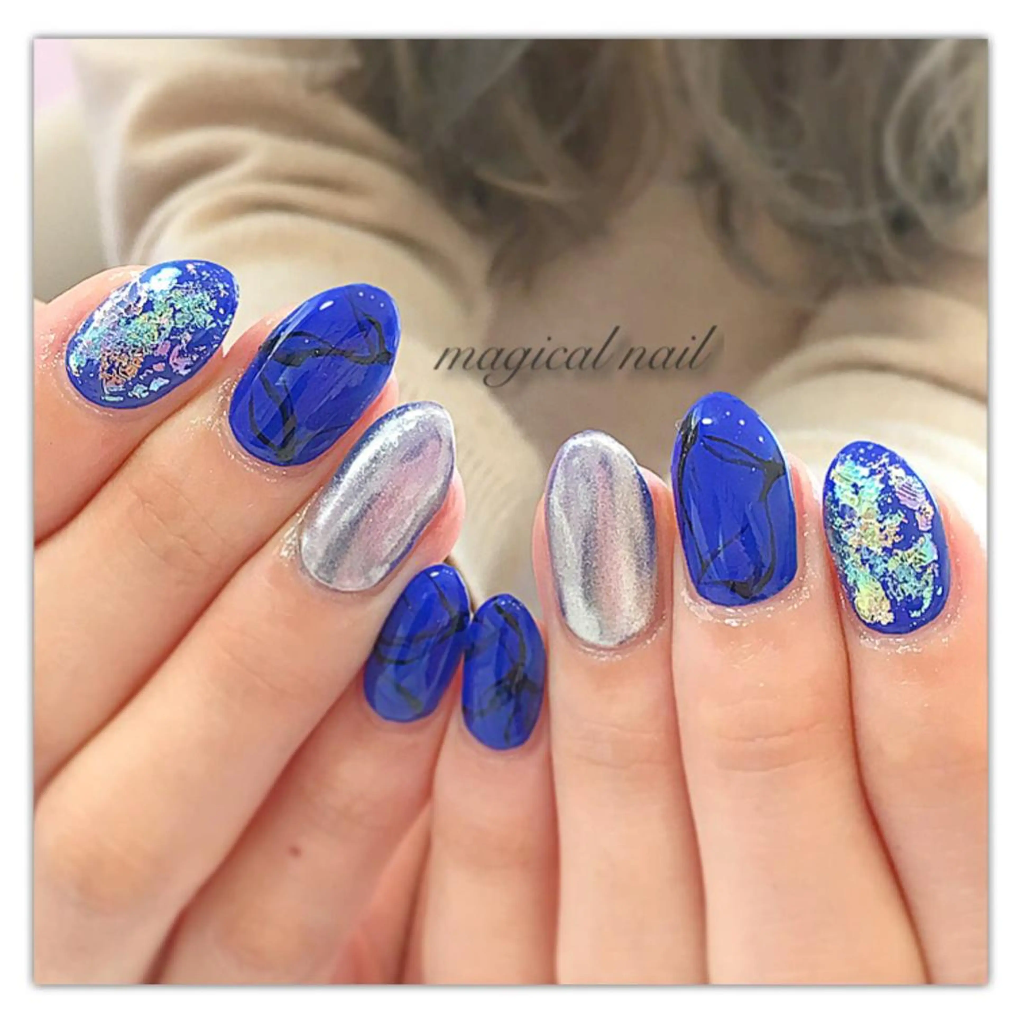 ネイル ブルー ハンドネイル magical nailのネイルデザイン