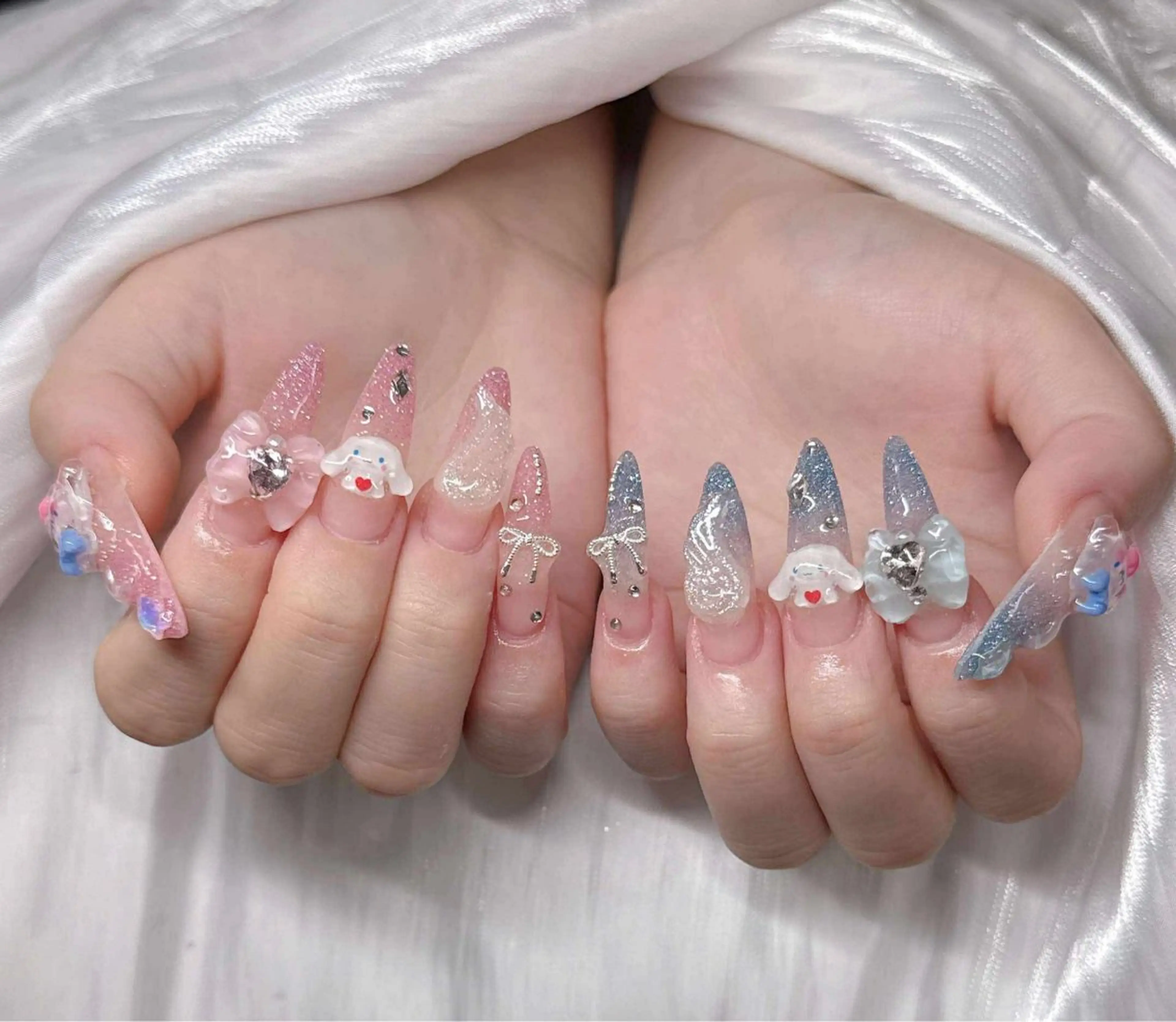 ネイル 長さ出し グラデーション 卒業式 キラキラネイル マグネットネイル ハンドネイル Lee Nailsのネイルデザイン