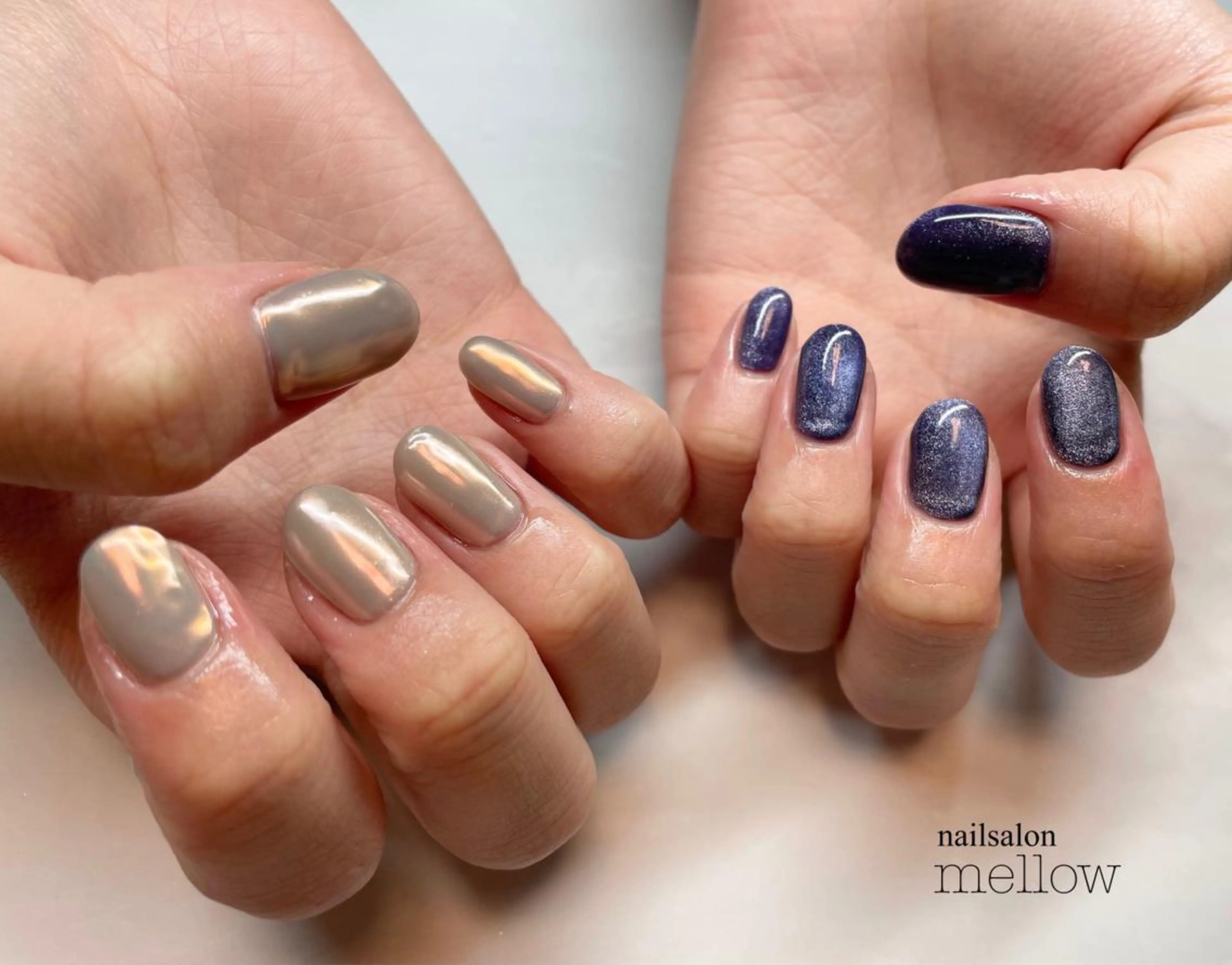 ネイル マグネットネイル ミラーネイル パープル 大山 浩美のネイルデザイン