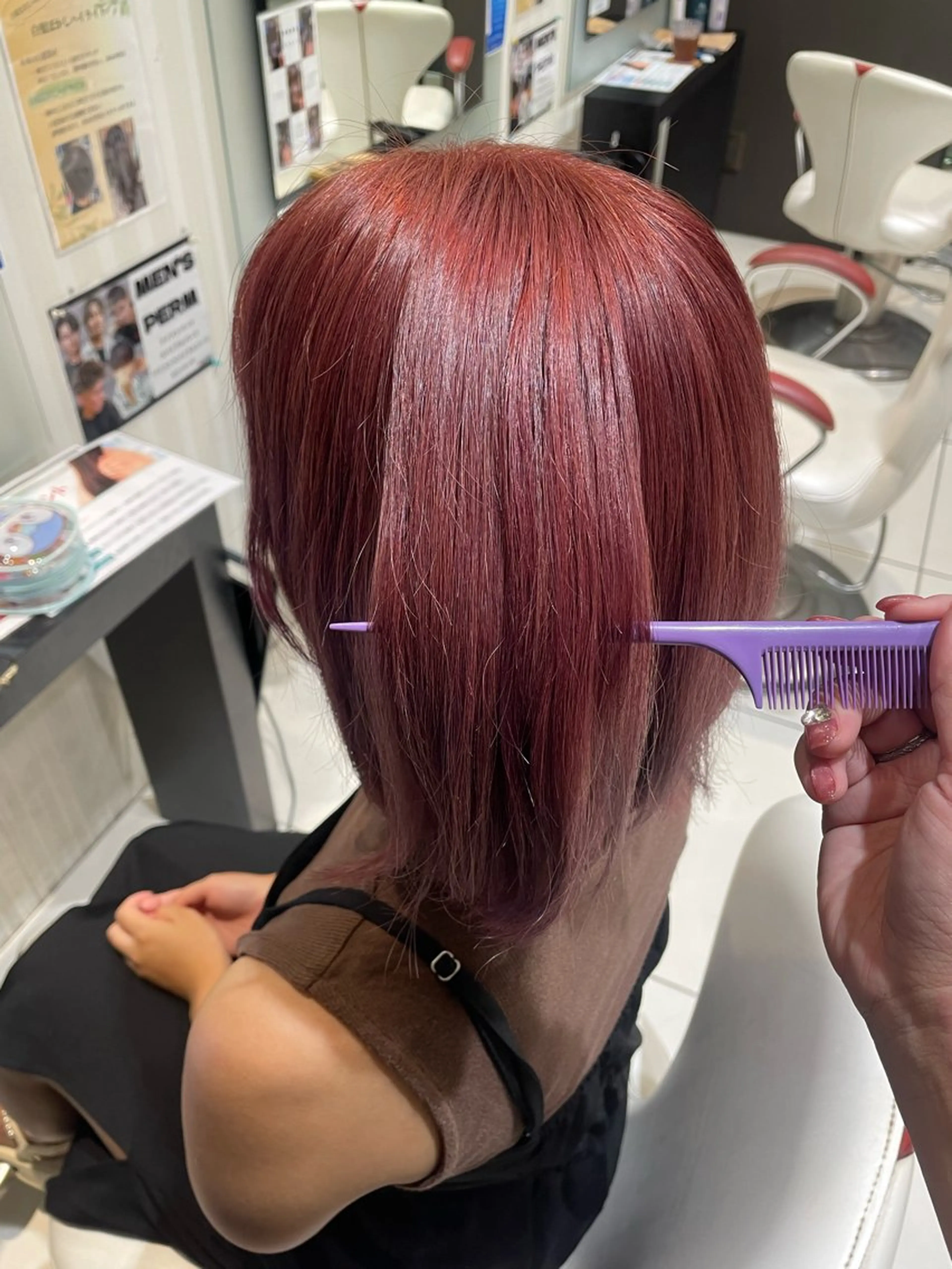 ミディアム カラー ピンクカラー ヘアカラー トリートメント 💞暖色カラー 💞risaのヘアスタイル