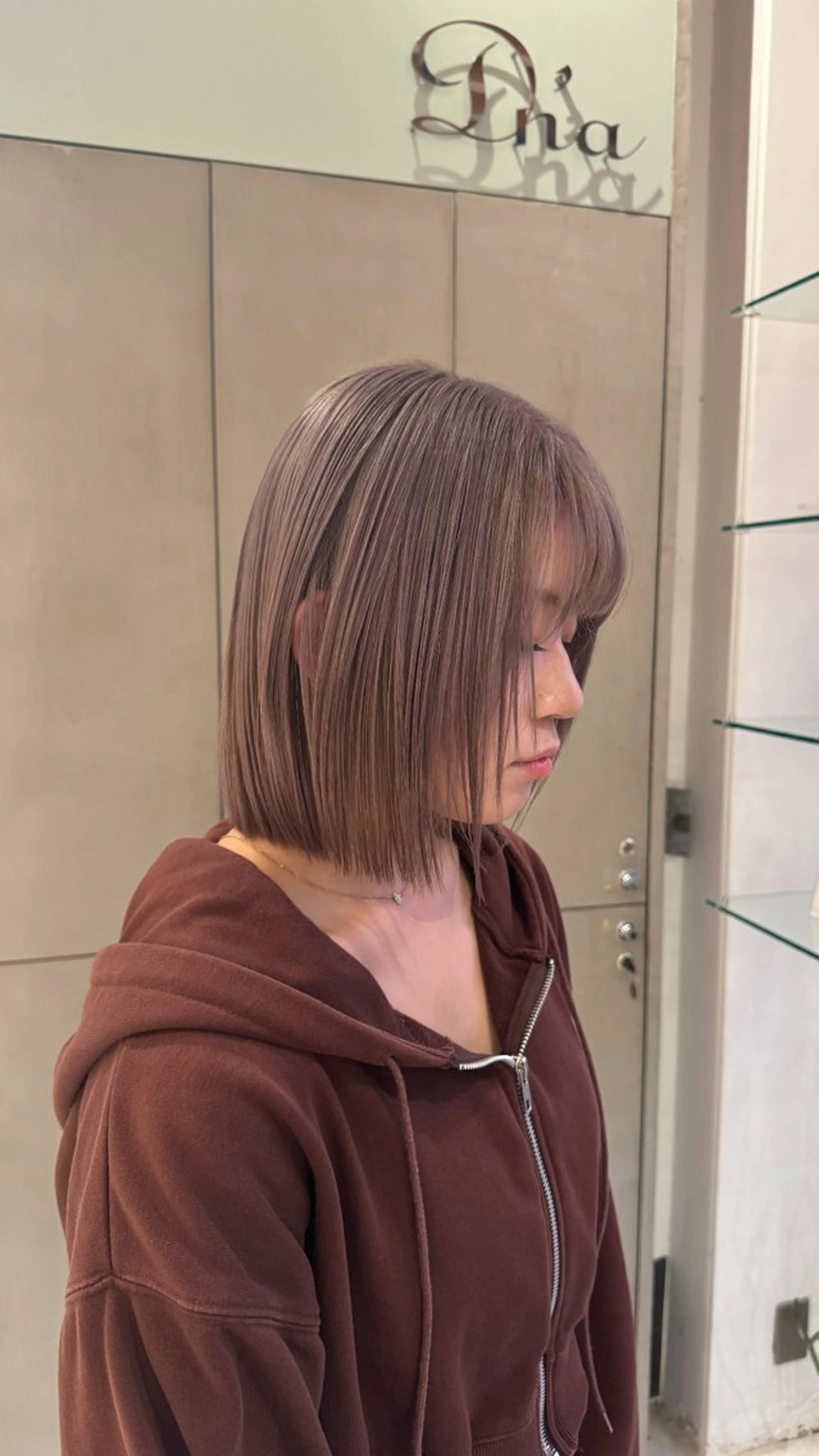 ミディアム 切りっぱなしボブ ボブ カット ヘアカラー ｱｵﾇﾏﾐﾕ☁️ /ボブ/ハイトーン/のヘアスタイル