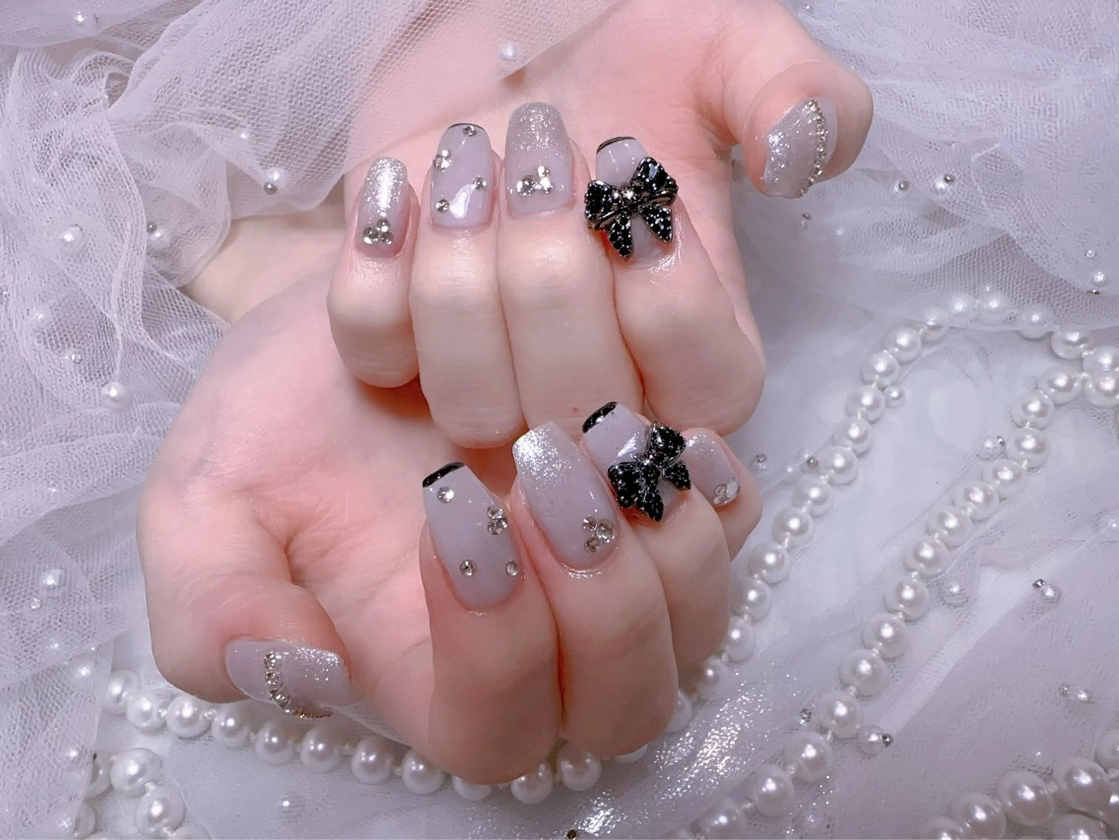 ネイル アートネイル フラッシュネイル フレンチネイル ジェルネイル ガラスフレンチ ハンドネイル You&Me Miyuのネイルデザイン