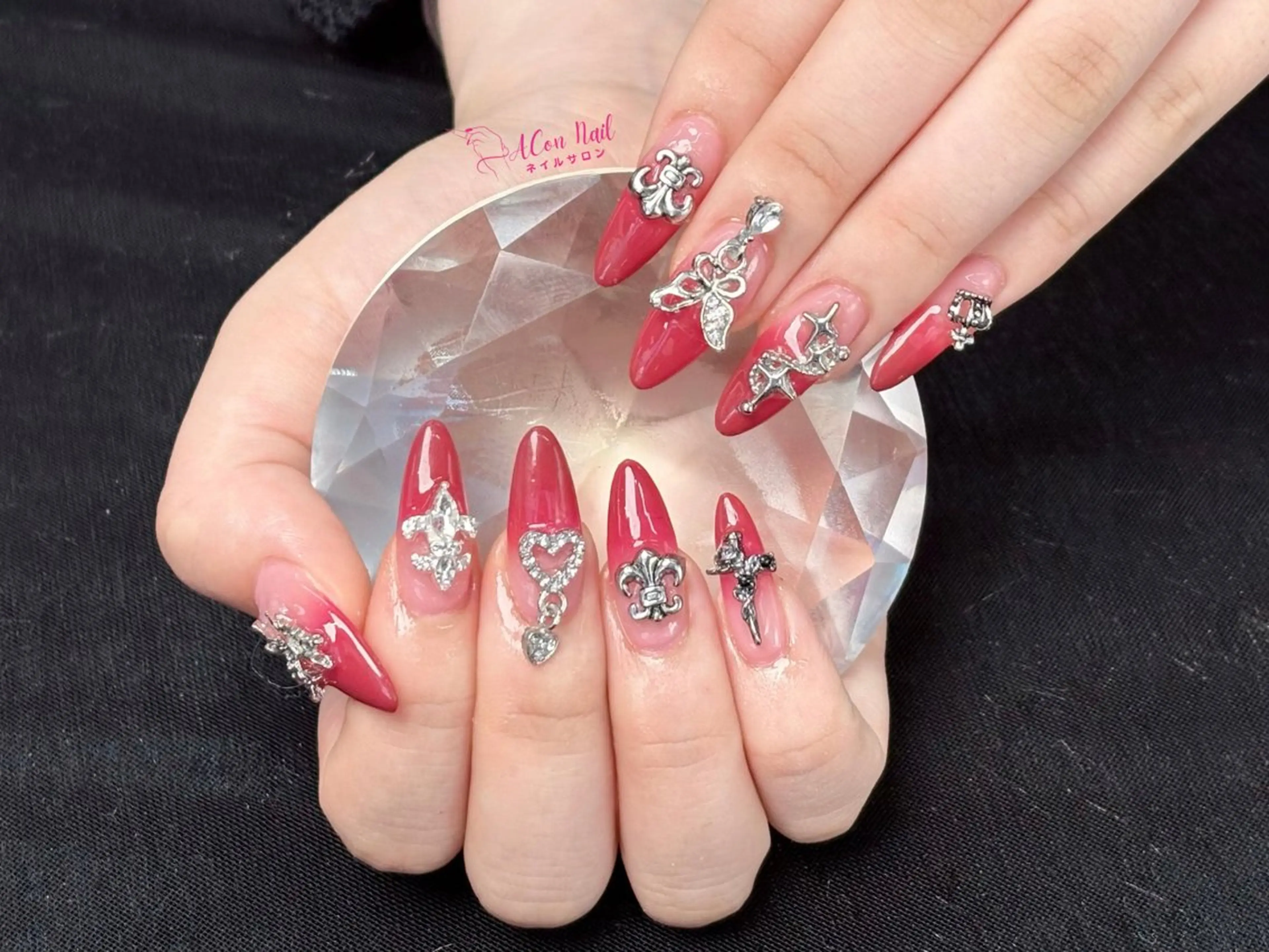 ネイル 桜ネイル 長さ出し フラワーネイル フレンチネイル ジェルネイル ハンドネイル ACon NailSalonのネイルデザイン