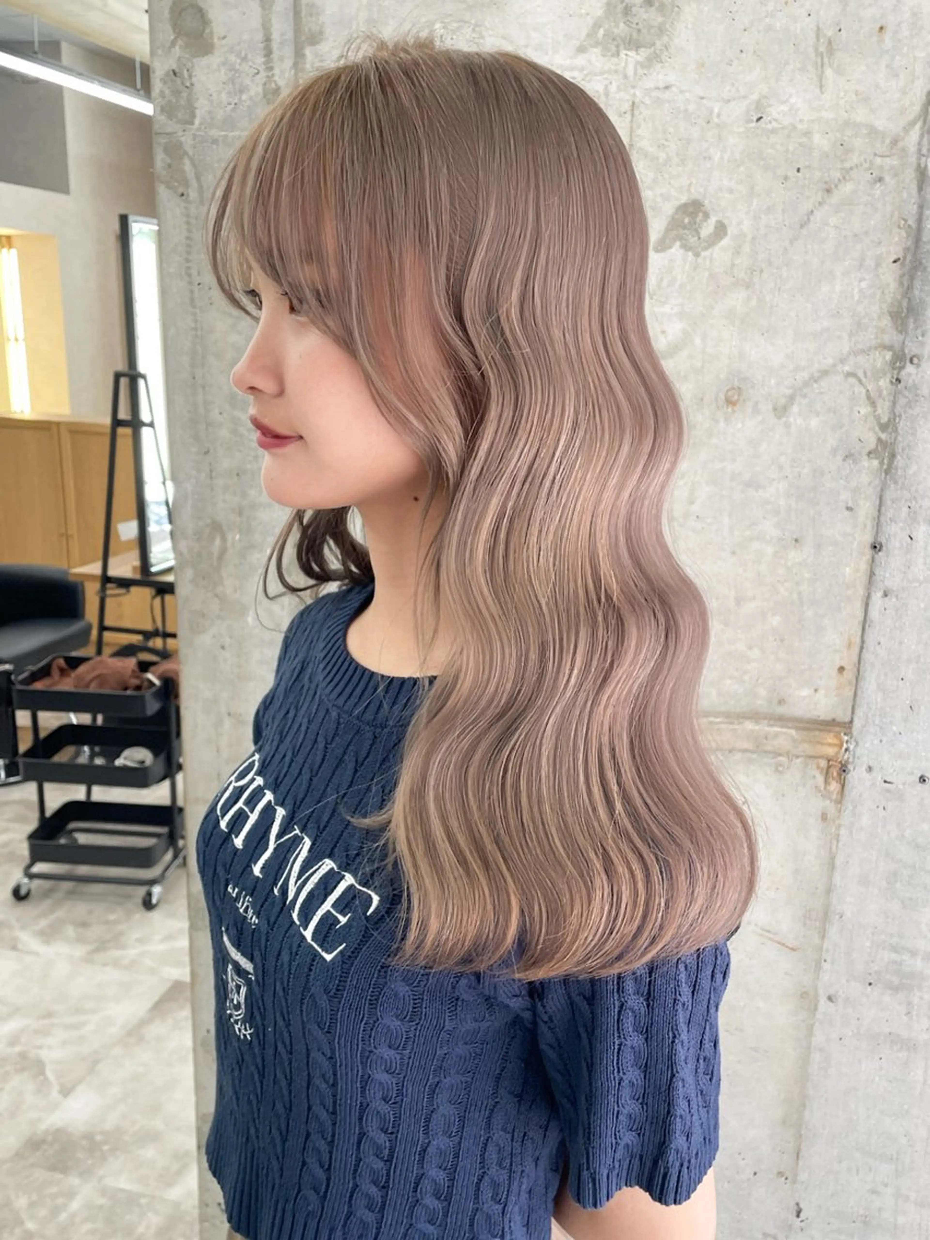 セミロング カラー ブリーチ ケアブリーチ ダブルカラー グレージュ ハイトーンカラー ブリーチ/ベージュ 💕/momoaのヘアスタイル