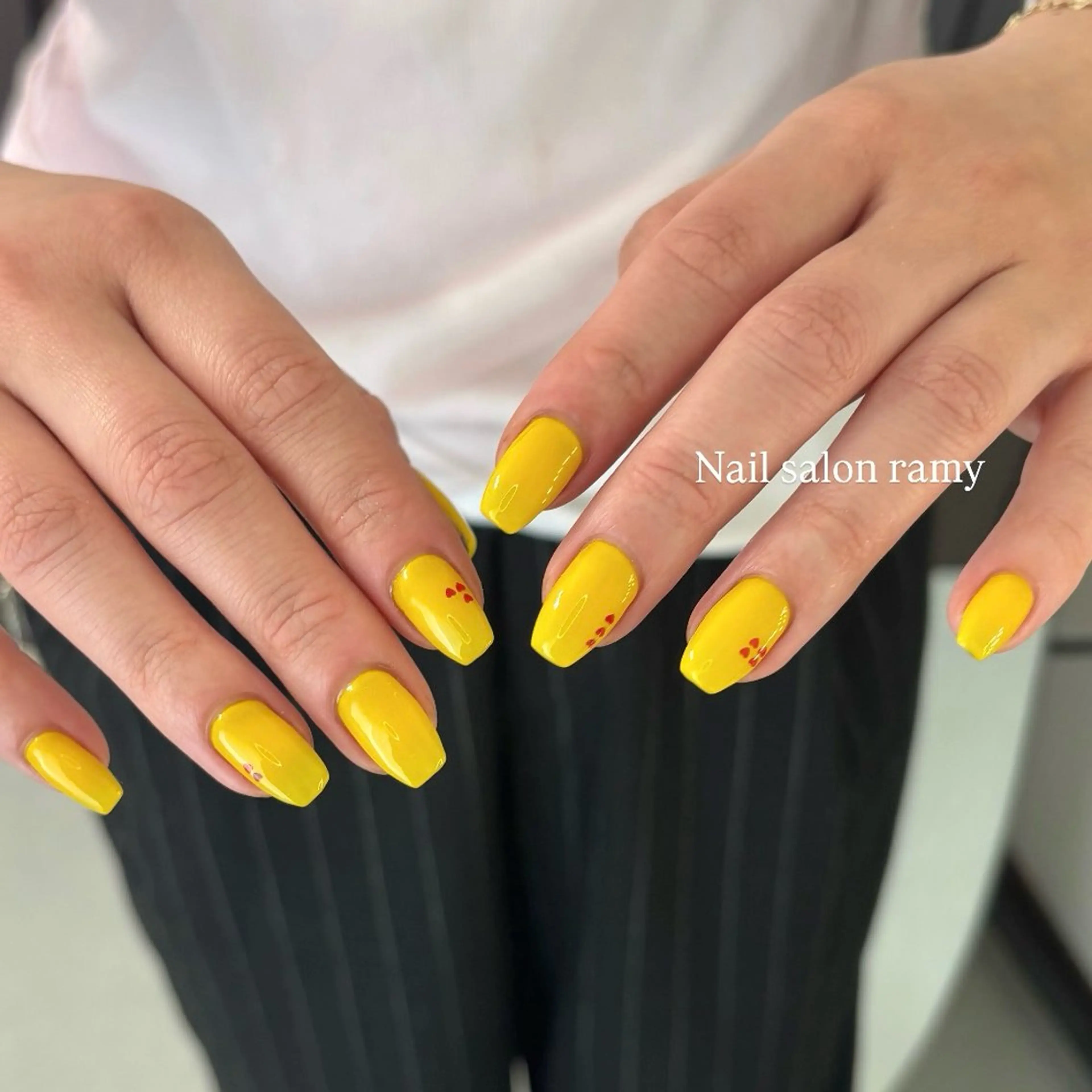 ネイル ハート ワンカラーネイル ハンドネイル Nail salon ramyのマツエク・マツパデザイン