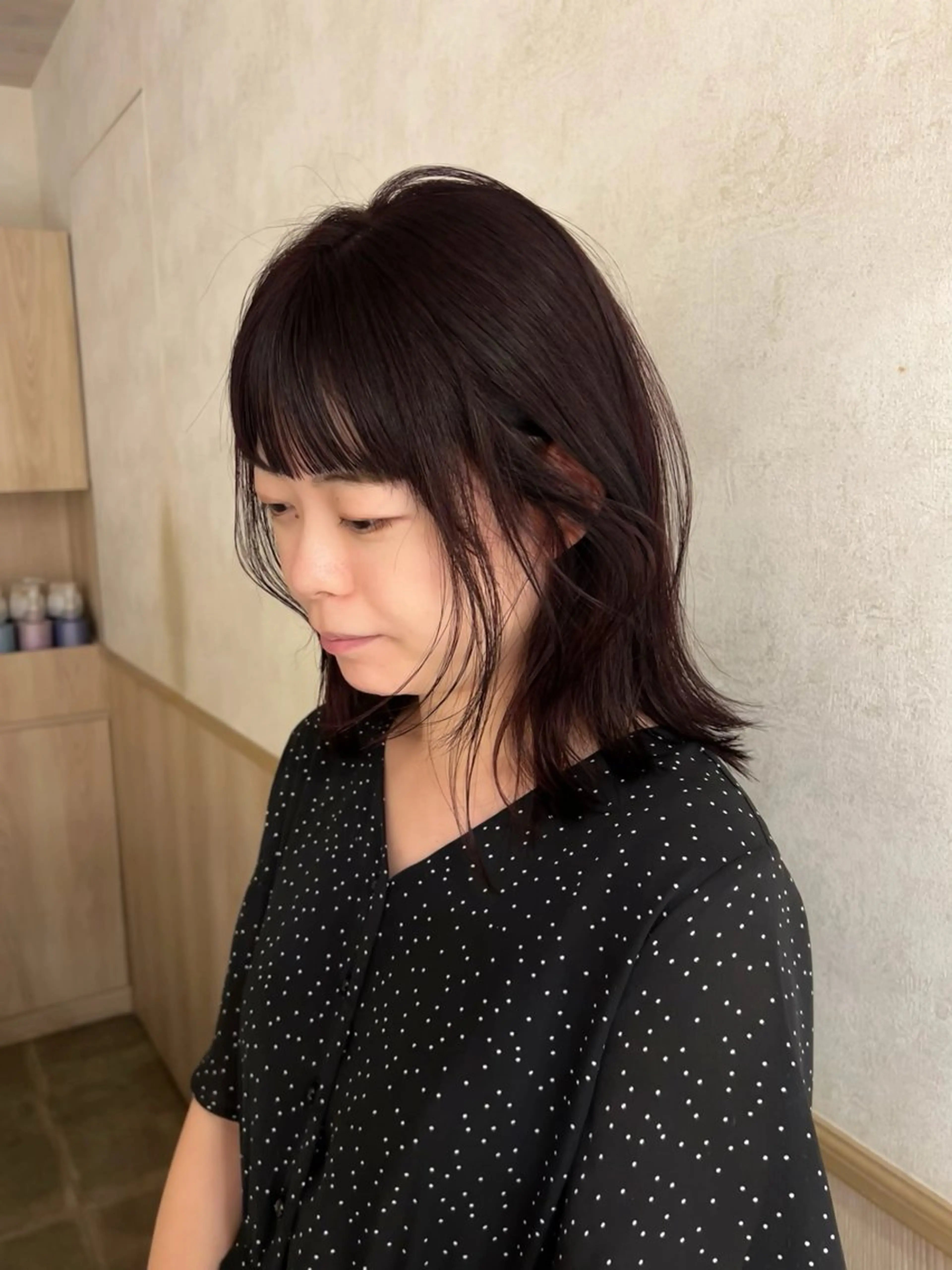 ミディアム カット ヘアカラー レイヤーカット/暖色 🐈‍⬛hiyokaのヘアスタイル