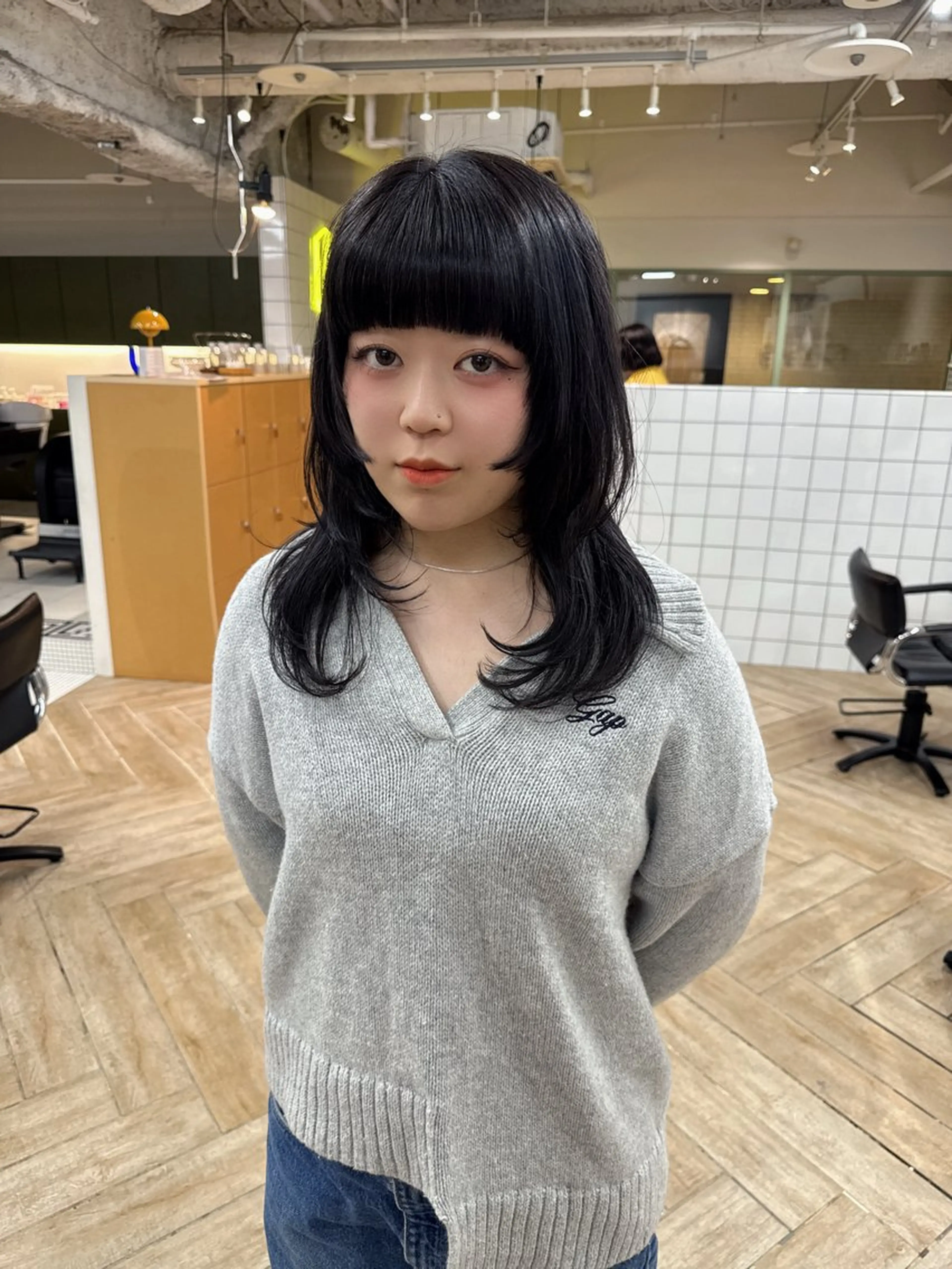 ミディアム カット ヘアカラー トリートメント ダブルカラーベージュ 新潟/万代/髙橋魁真のヘアスタイル