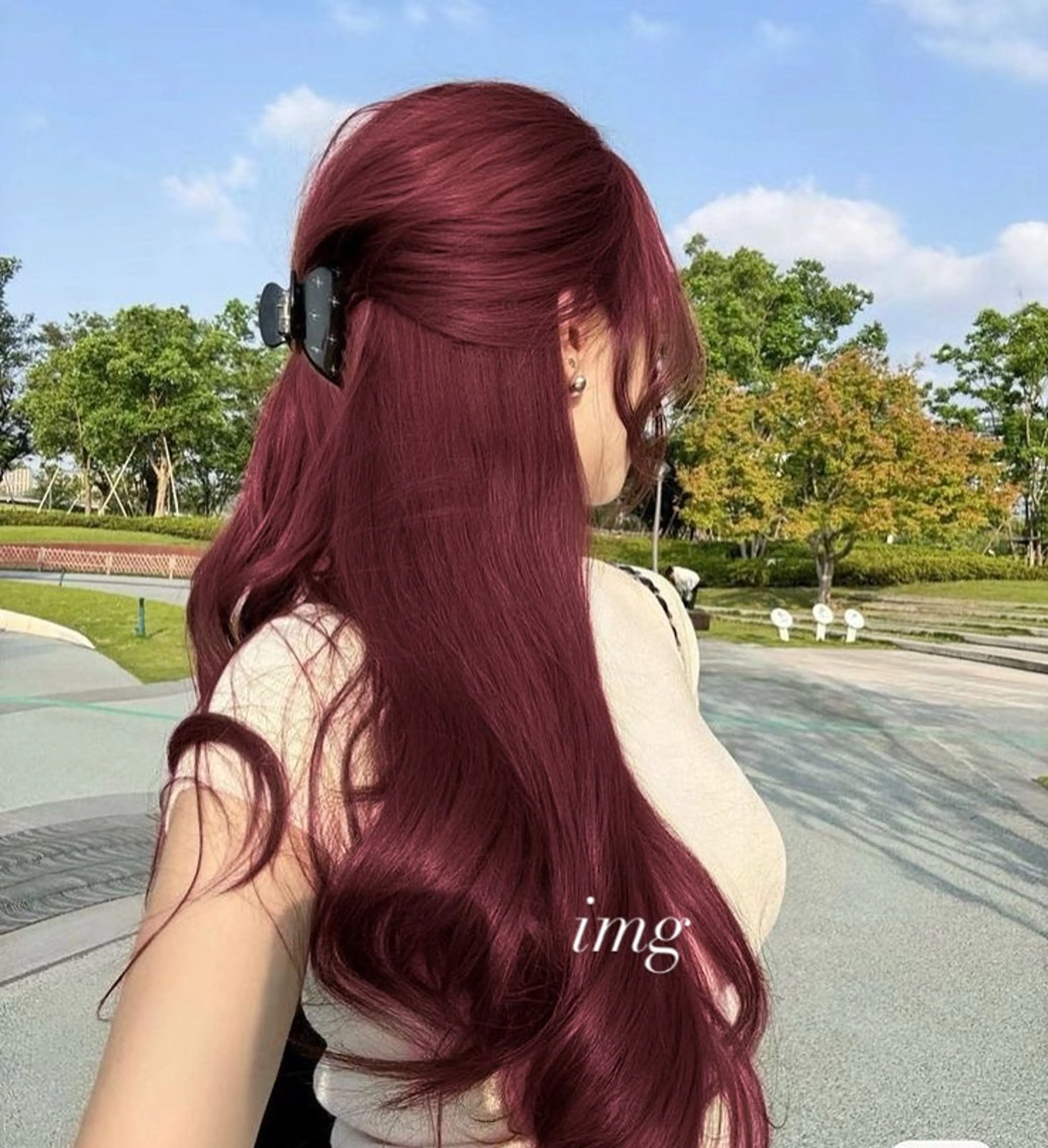ロング カラー ヘアアレンジ ケアカラー ロング 🩶学生指名No.1 レッド・ボルドー🩶のヘアスタイル