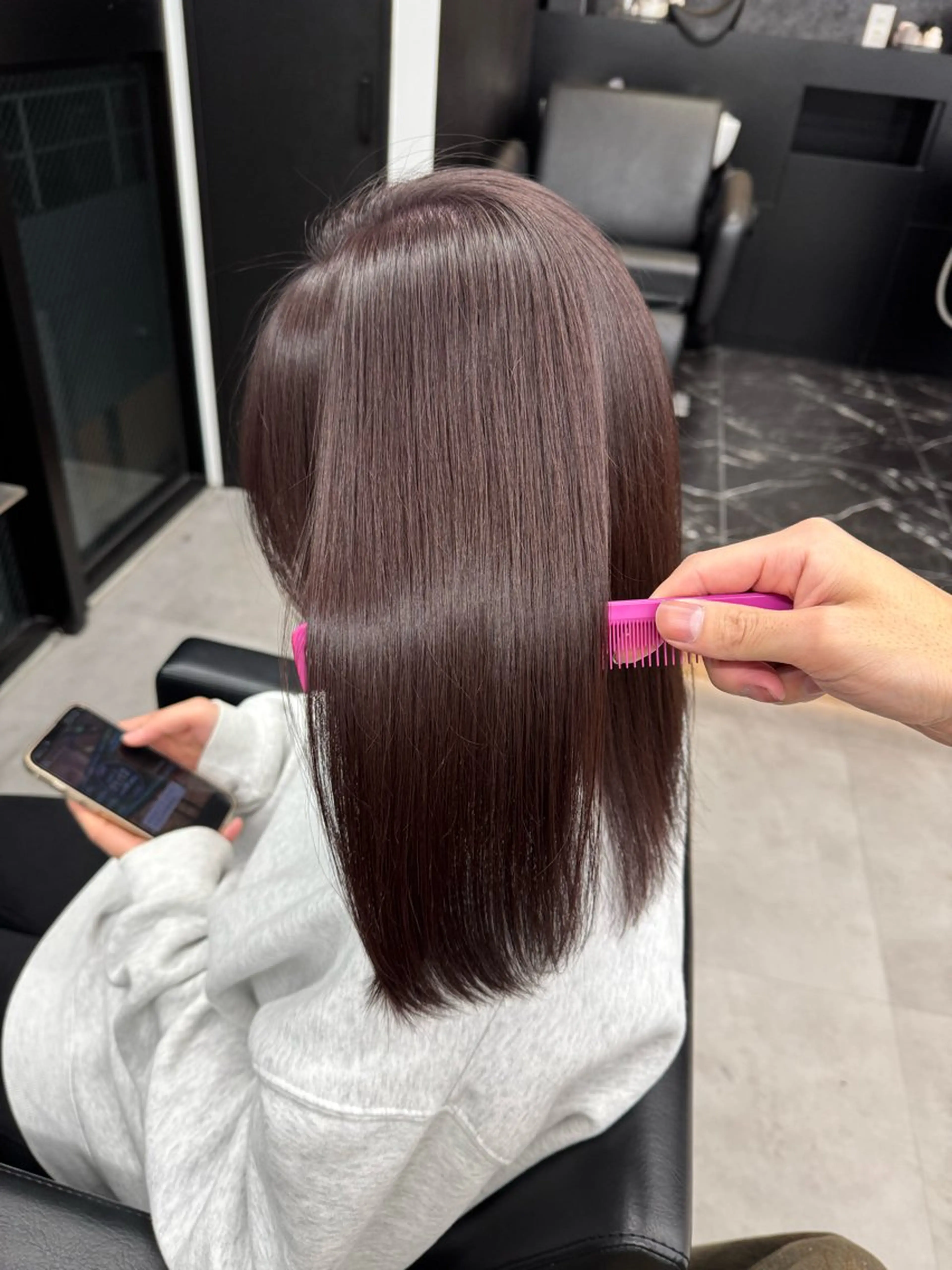 ミディアム カラー ブリーチ ブラウンカラー ブリーチなしカラー ピンクカラー ピンクブラウン カット ヘアカラー トリートメント ハイトーン/エクステ /韓国ヘアKENTAのヘアスタイル