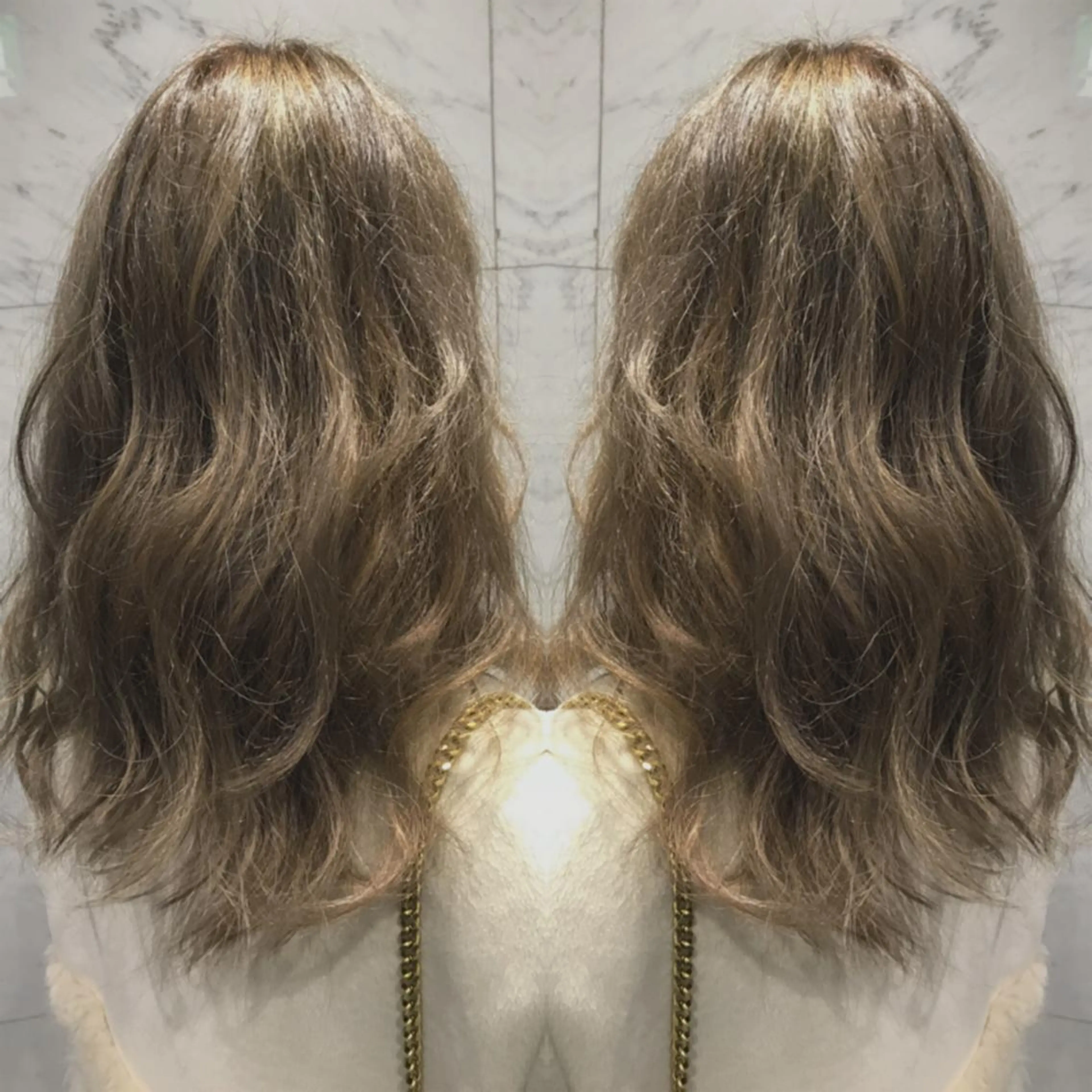 セミロング カラー ヘアカラー 重政 和樹のヘアスタイル