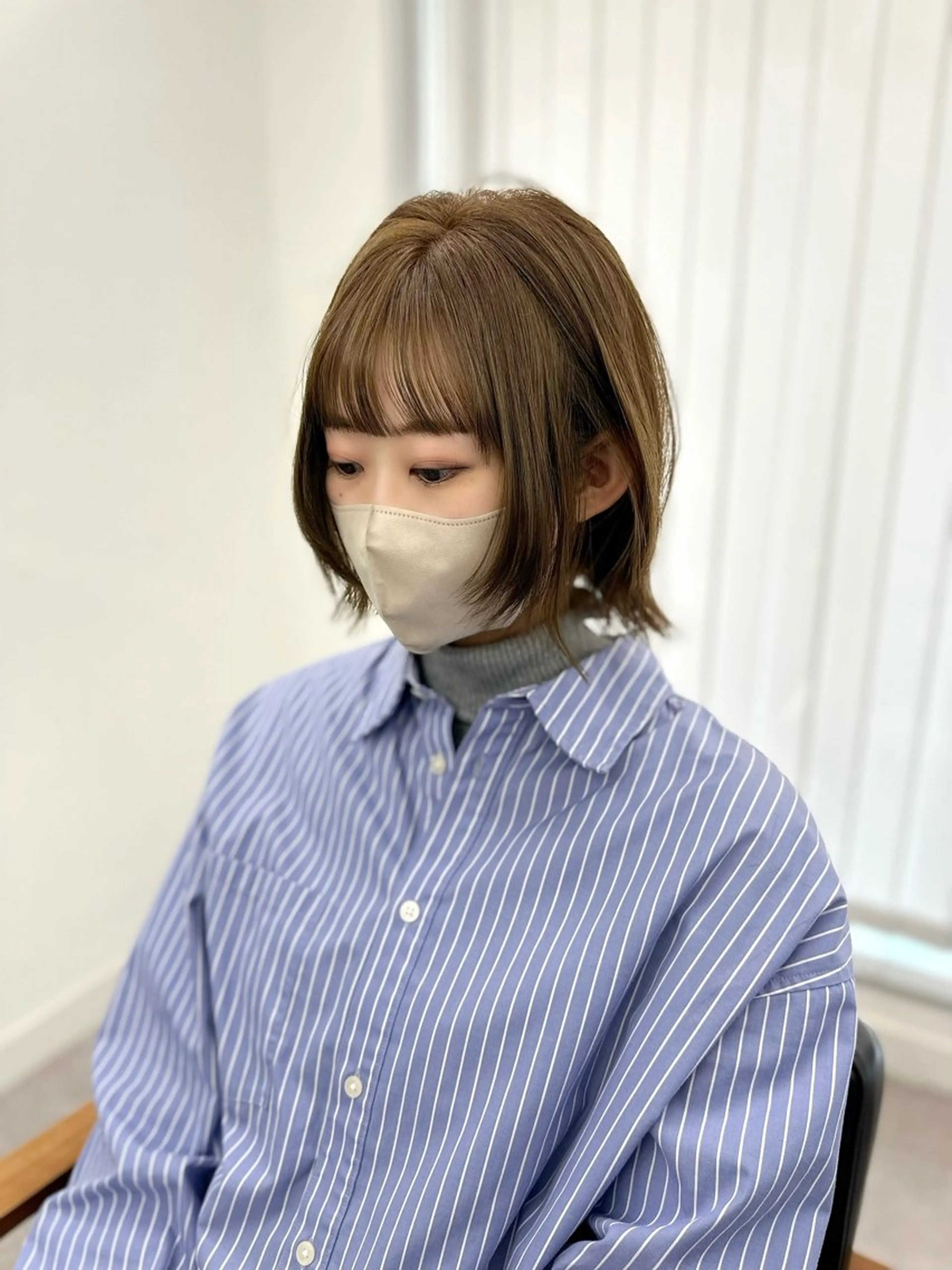 ミディアム カラー パーマ ヘアアレンジ メンズ キッズ レイヤーカット 🌿透け感カラーのヘアスタイル