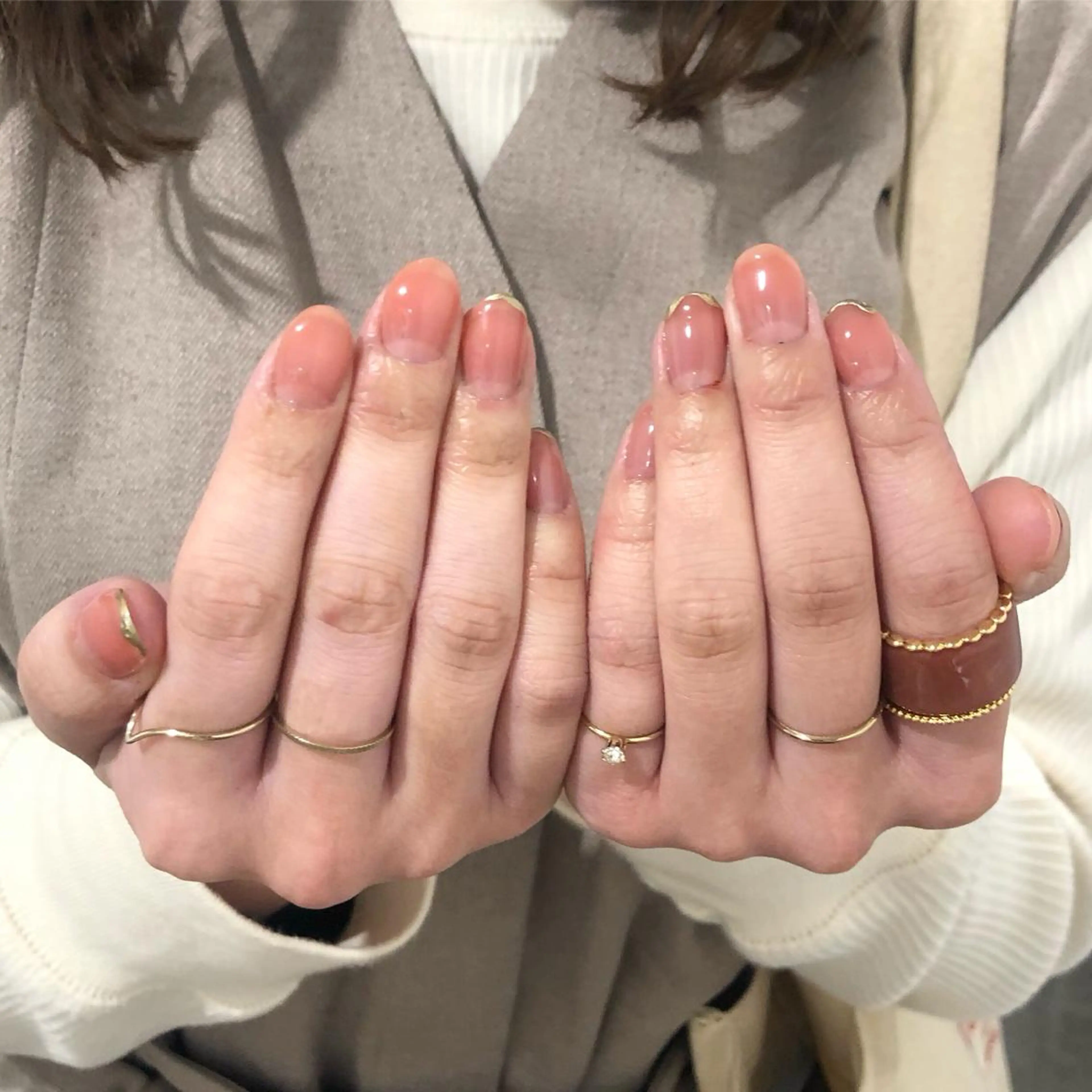 ネイル ゴールド ピンク ハンドネイル ナチュラル透明感🌱 小山美樹子のヘアスタイル