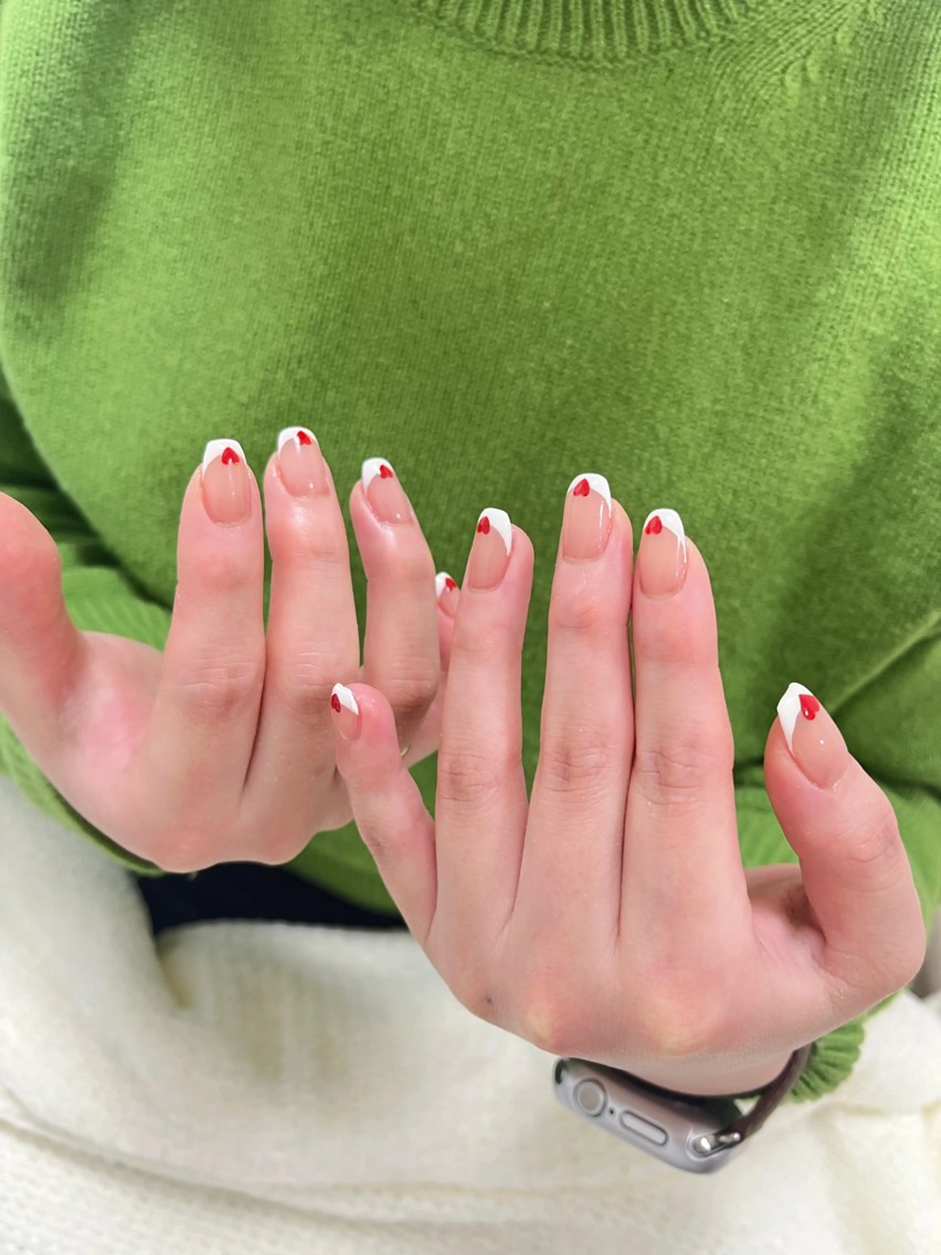 ネイル フレンチネイル ハート バレンタイン ネイルサロン kupuのネイルデザイン