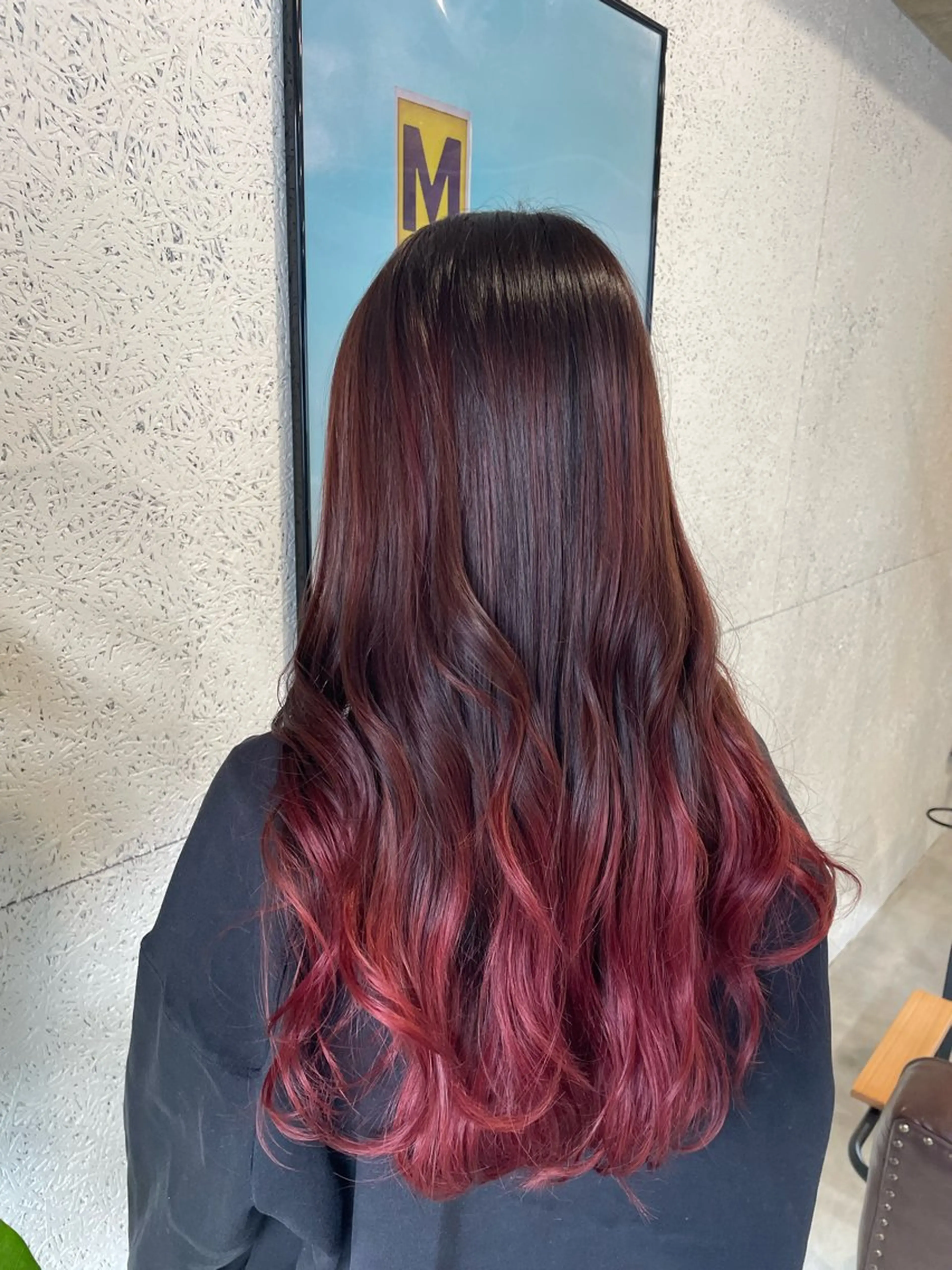 ロング カラー グラデーションカラー レッドカラー マンツーマン 髪質改善　工藤のヘアスタイル