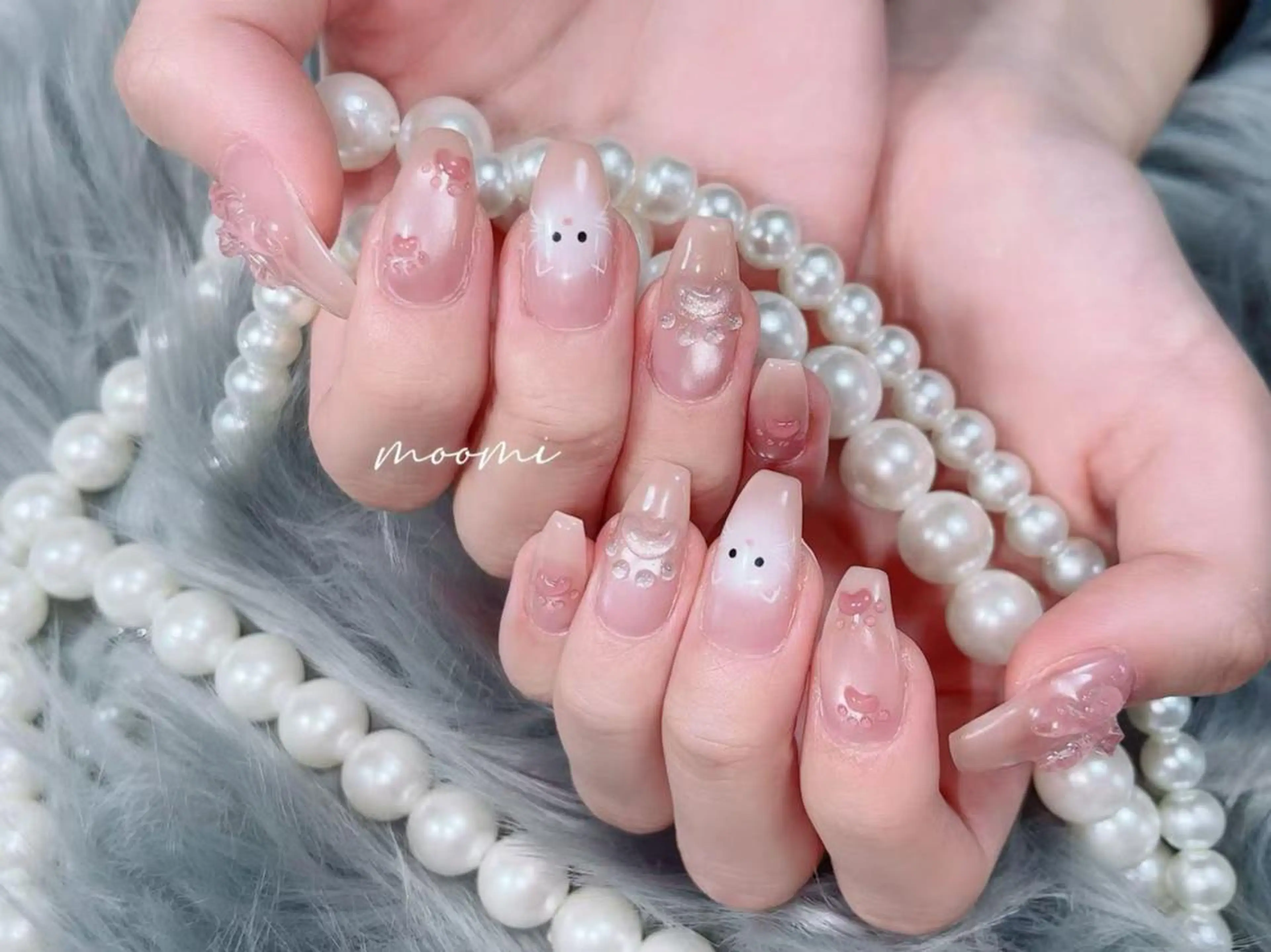 ネイル 長さ出し ジェルネイル グラデーション 韓国ネイル マグネットネイル moomi nail スカルプ専門のネイルデザイン