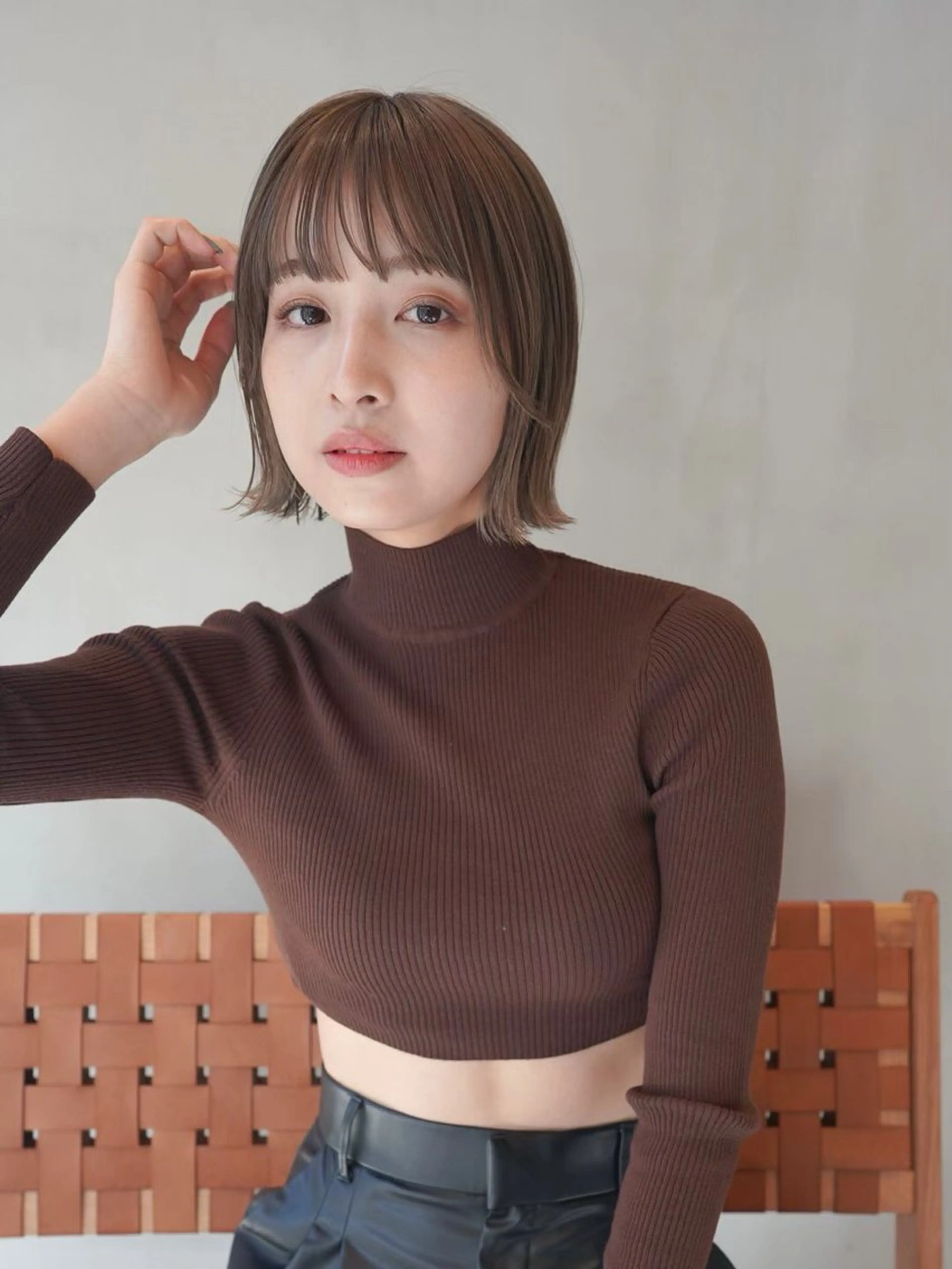 ショート カラー 切りっぱなしボブ ボブ 切りっぱなしボブ/ 艶カラー/綾莉のヘアスタイル