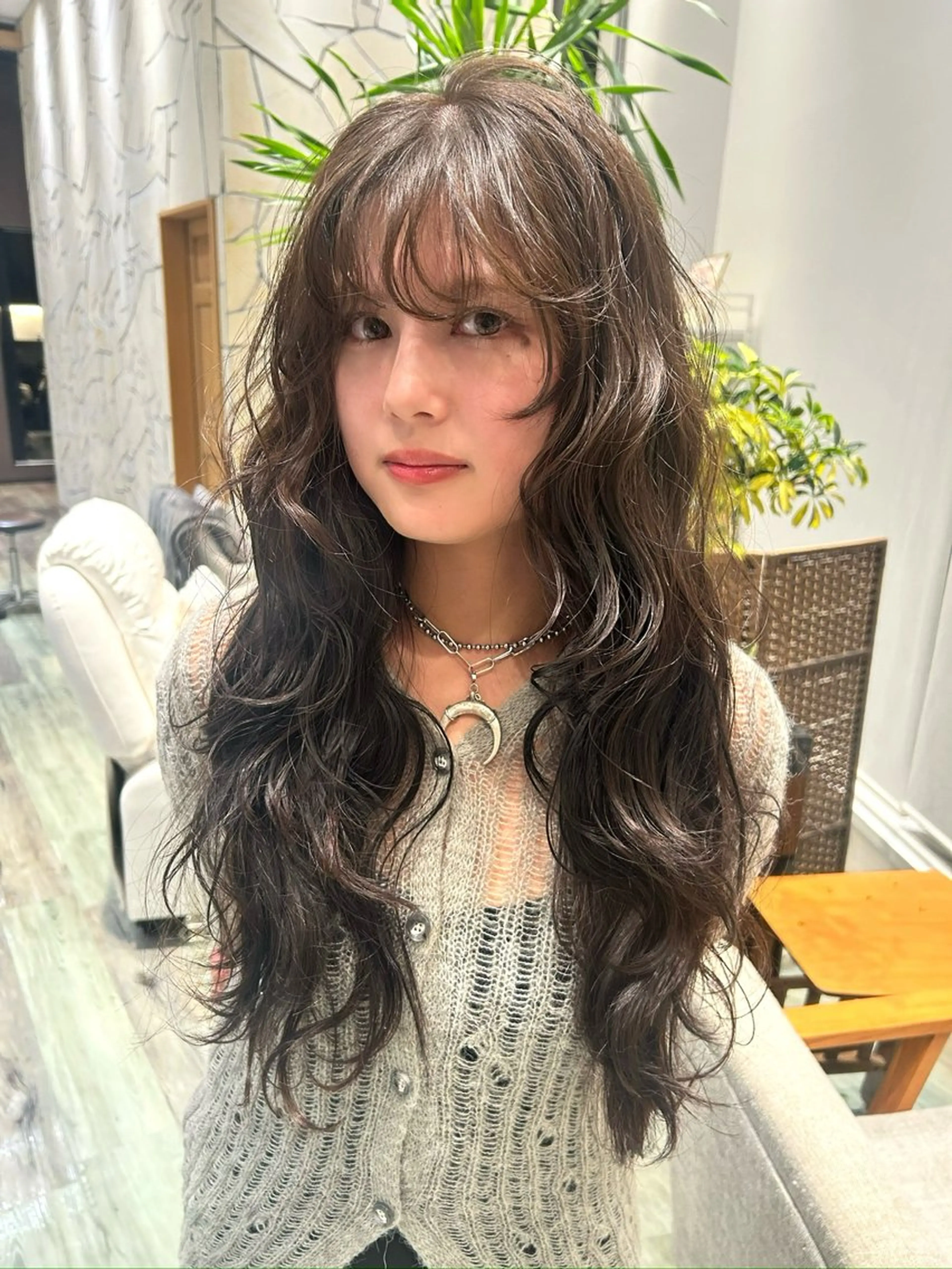 ロング パーマ レイヤーカット カット パーマ k-two☁あべの/ 艶感カラー/Touaのヘアスタイル