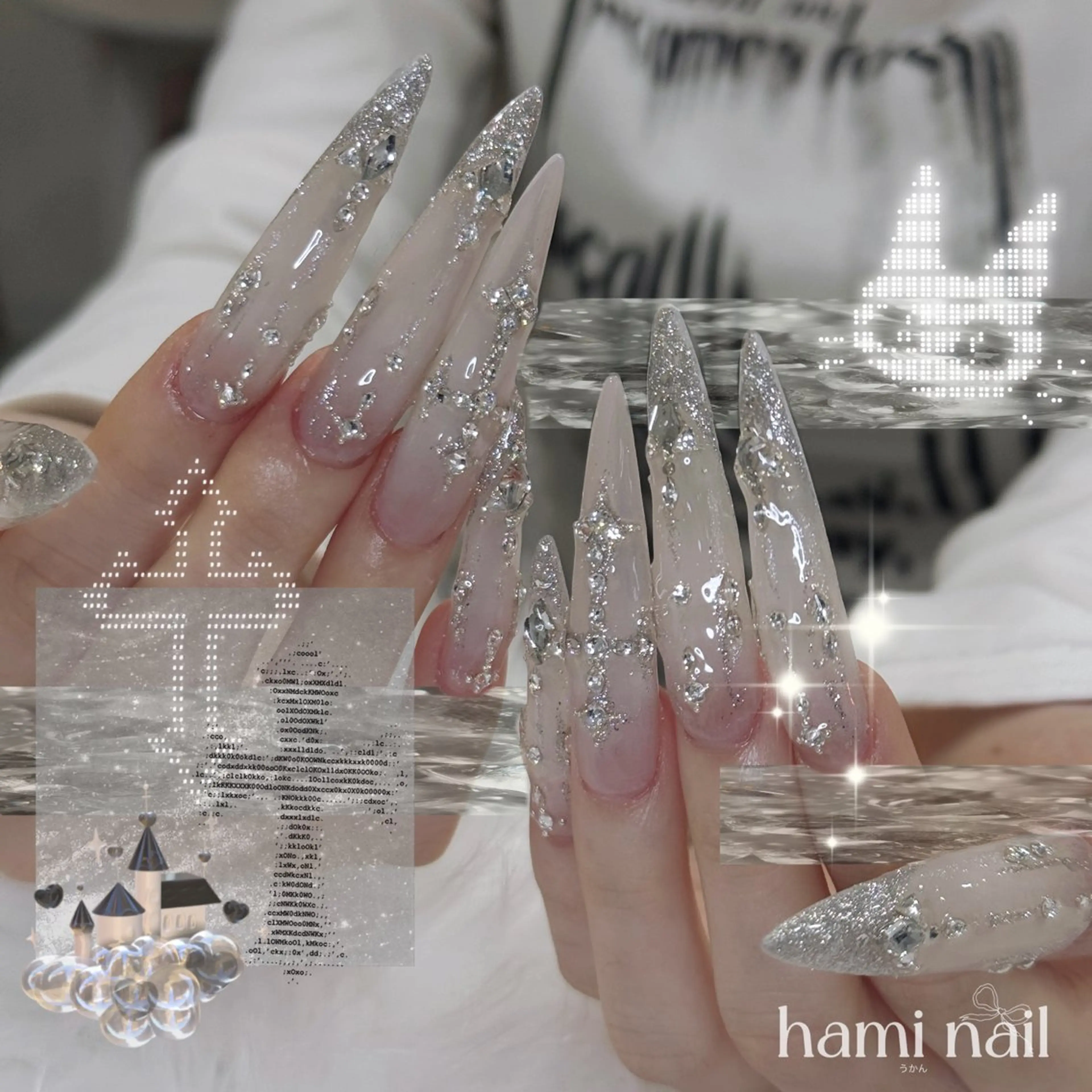 ネイル ハンドネイル 🎀うかん 🎀チップ長さ出しのネイルデザイン