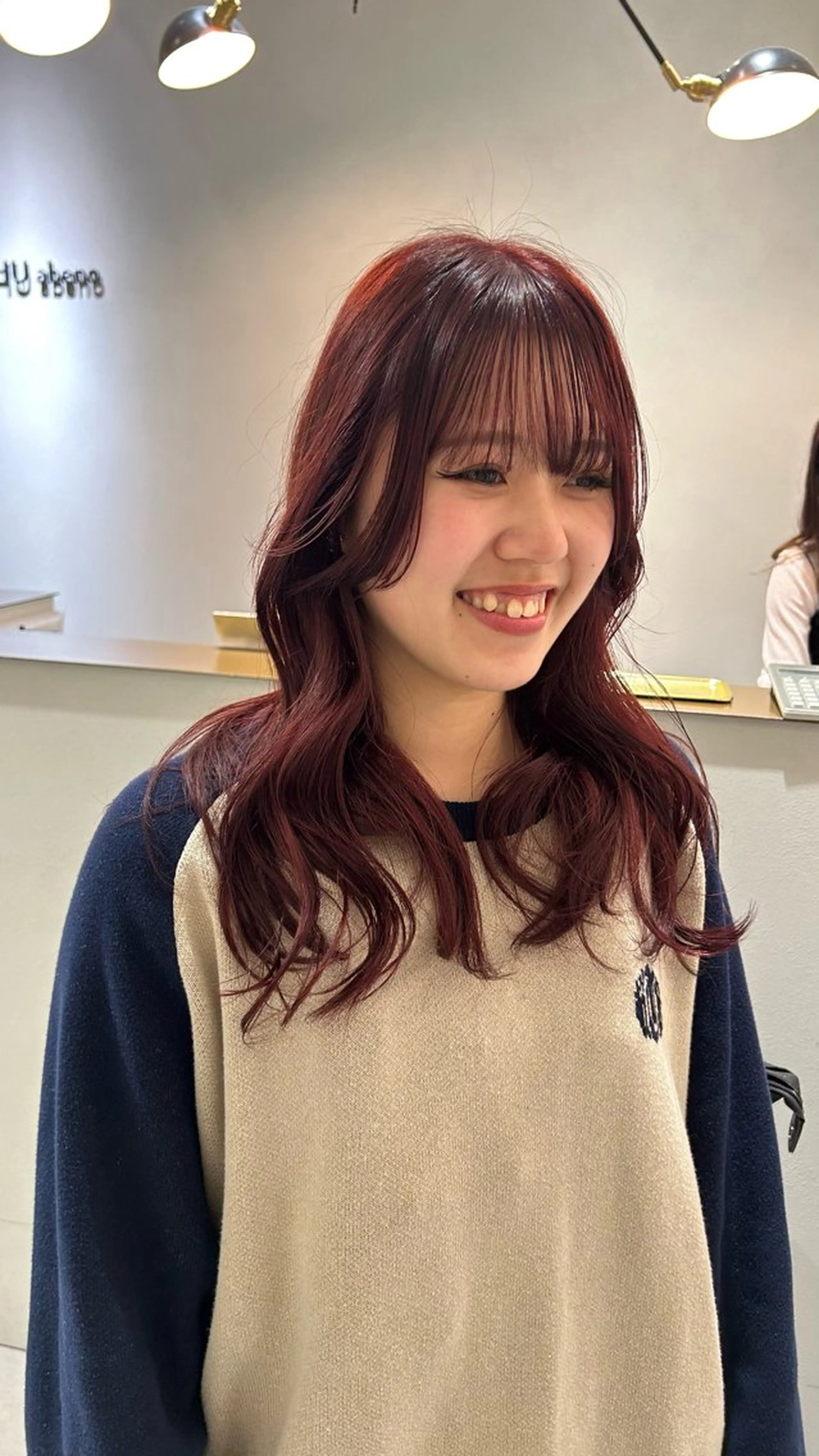 セミロング カラー ブリーチ ブリーチなしカラー レッドカラー ヘアカラー MASHUabeno所属・オリーブベージュ/ ブリーチなし透明感のヘアスタイル