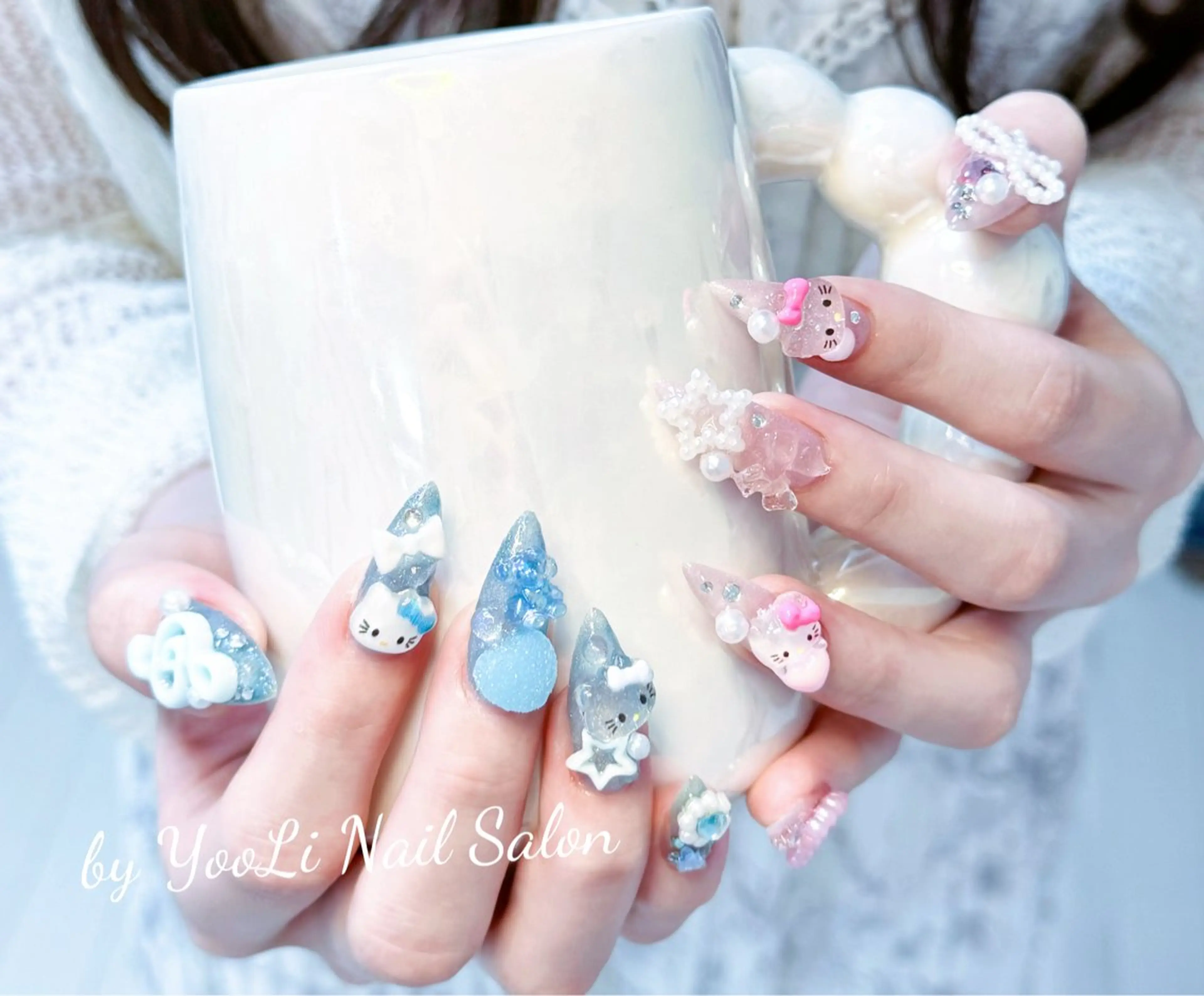 ネイル アートネイル オーロラネイル チークネイル フレンチネイル ガラスフレンチ ハンドネイル 🎀🎀YooLi Nail Salonのネイルデザイン