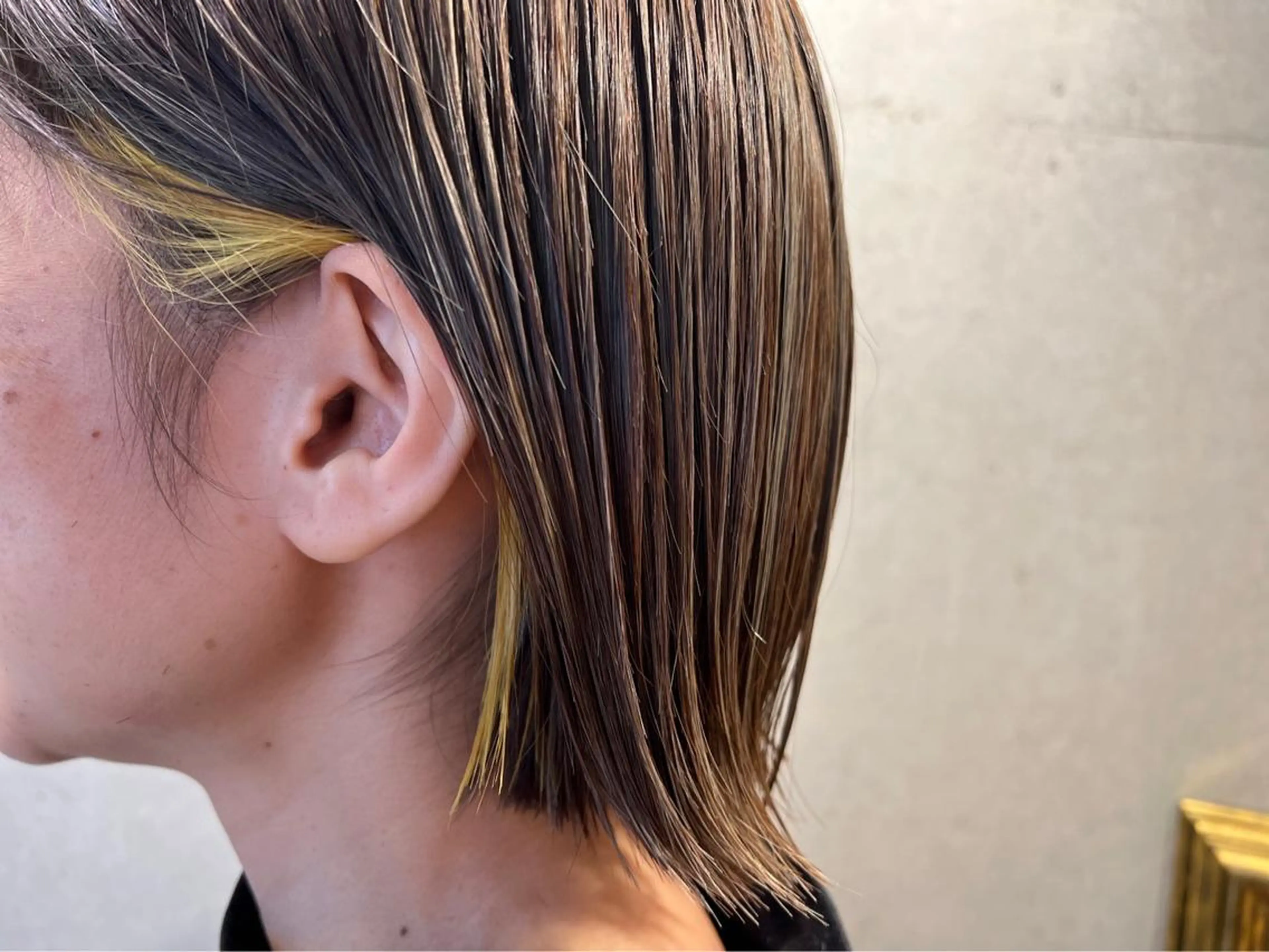 カラー ブリーチ イヤリングカラー グラデーションカラー ハイライトカラー インナーカラー カット ヘアカラー 両国駅徒歩1分⭐️ アイロン仕上げのヘアスタイル