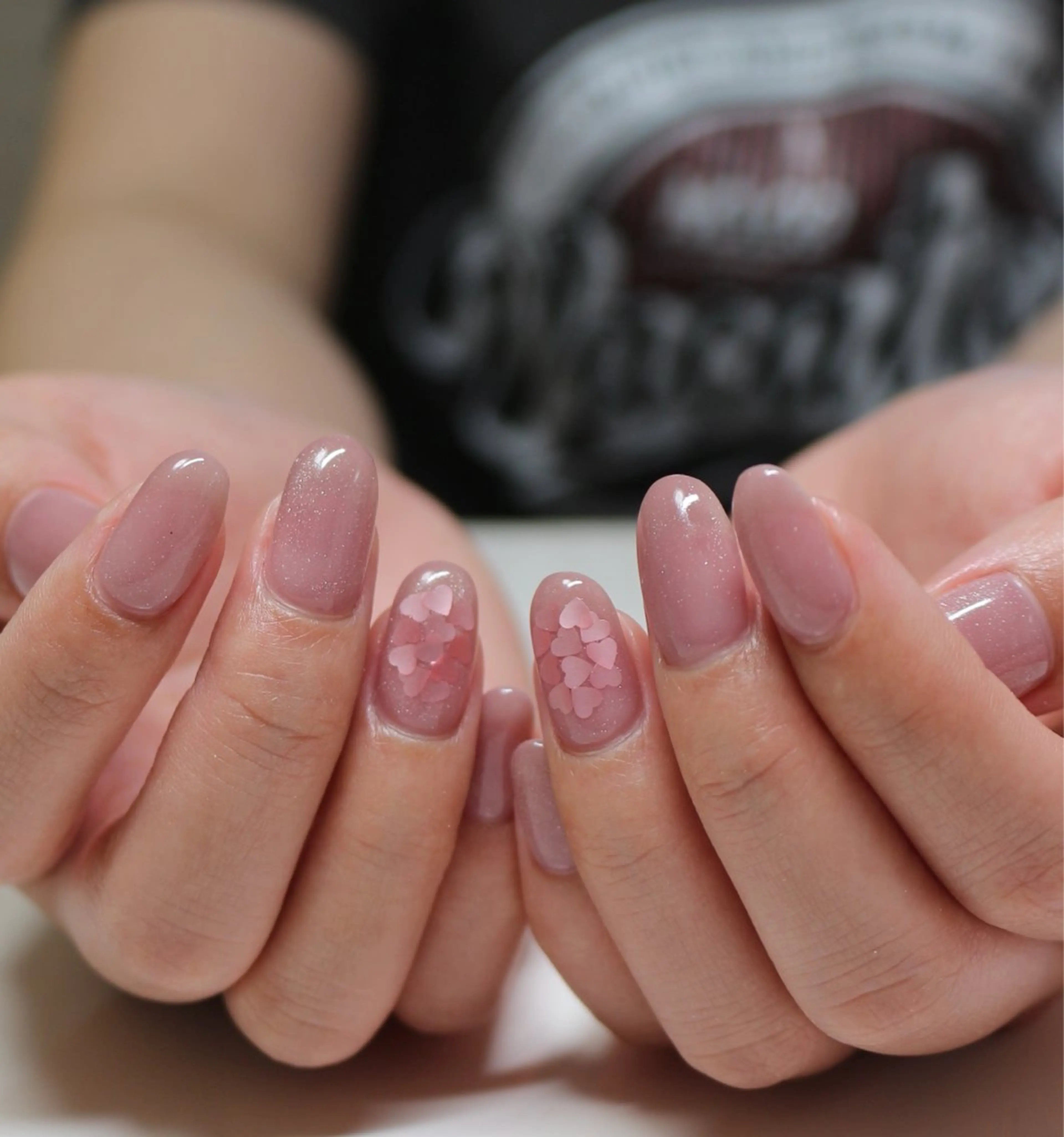 ネイル ハート キラキラネイル 韓国ネイル マグネットネイル ニュアンスネイル ハンドネイル Baku Nailsのネイルデザイン