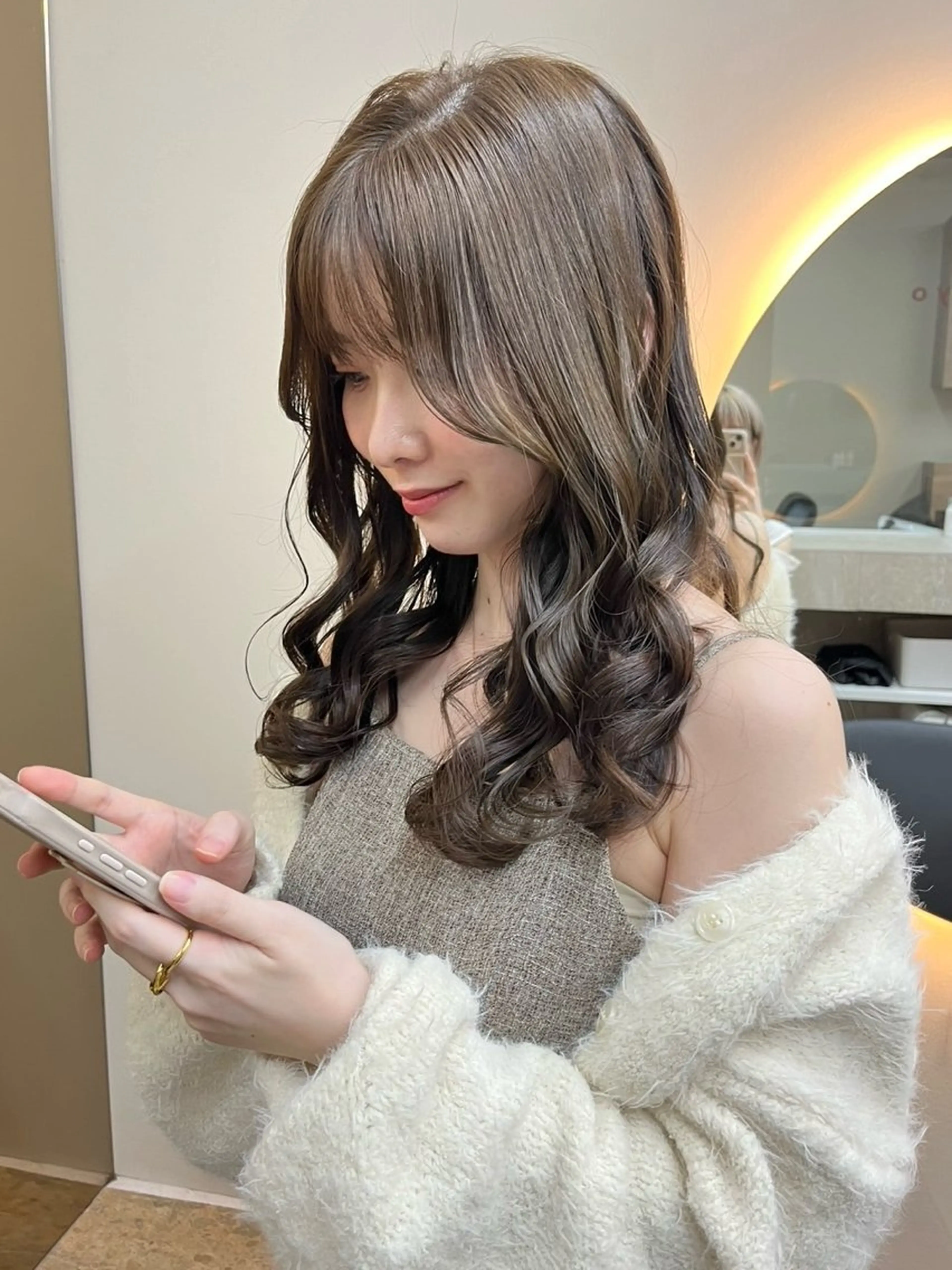 セミロング カラー パーマ グレージュ カット ヘアカラー トリートメント 《柔らかhair𓍯 》木村美姫のヘアスタイル