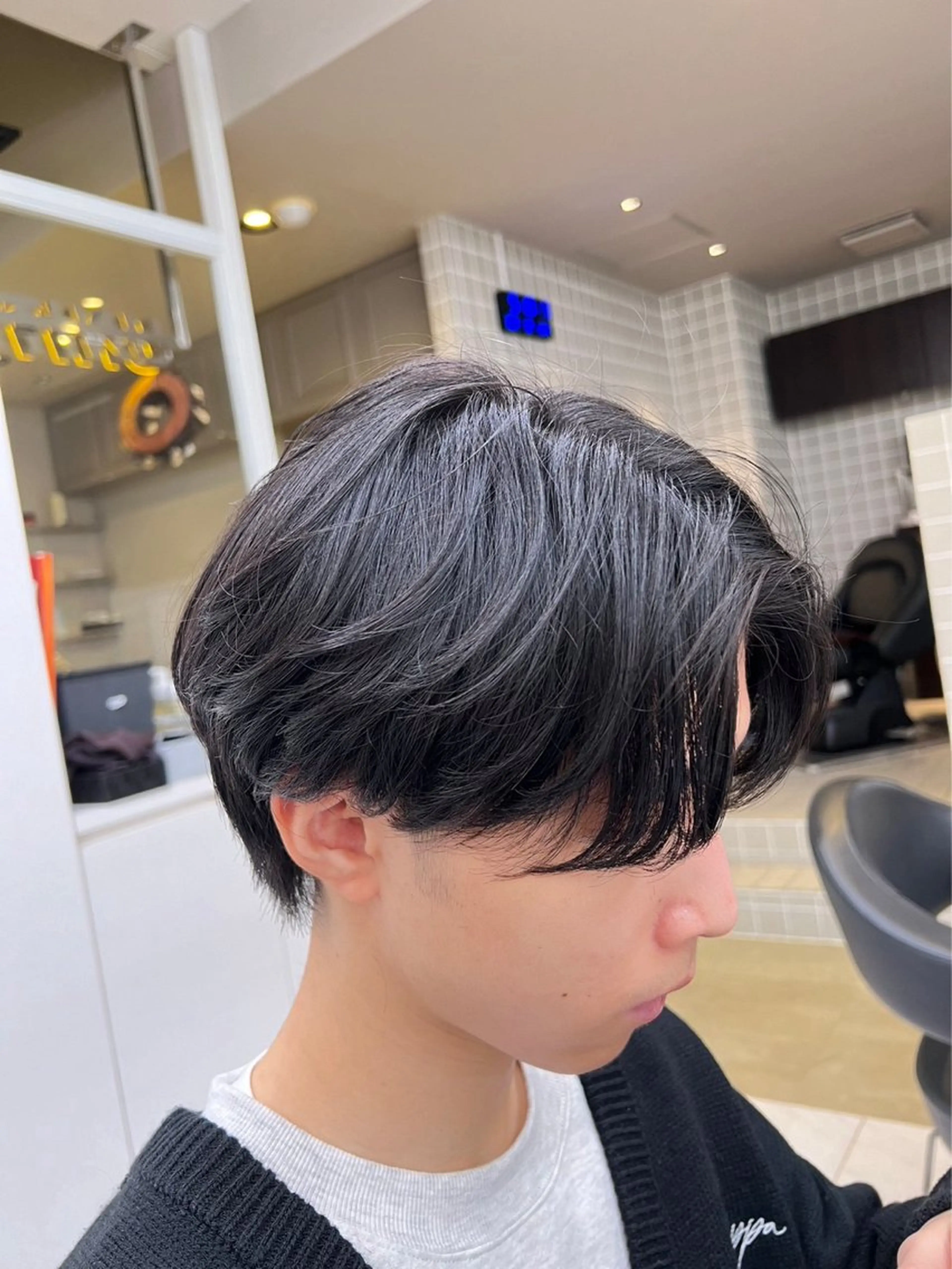 ショート カラー パーマ ヘアアレンジ メンズ キッズ ブリーチなしカラー/ ブラウン/レイヤーのヘアスタイル