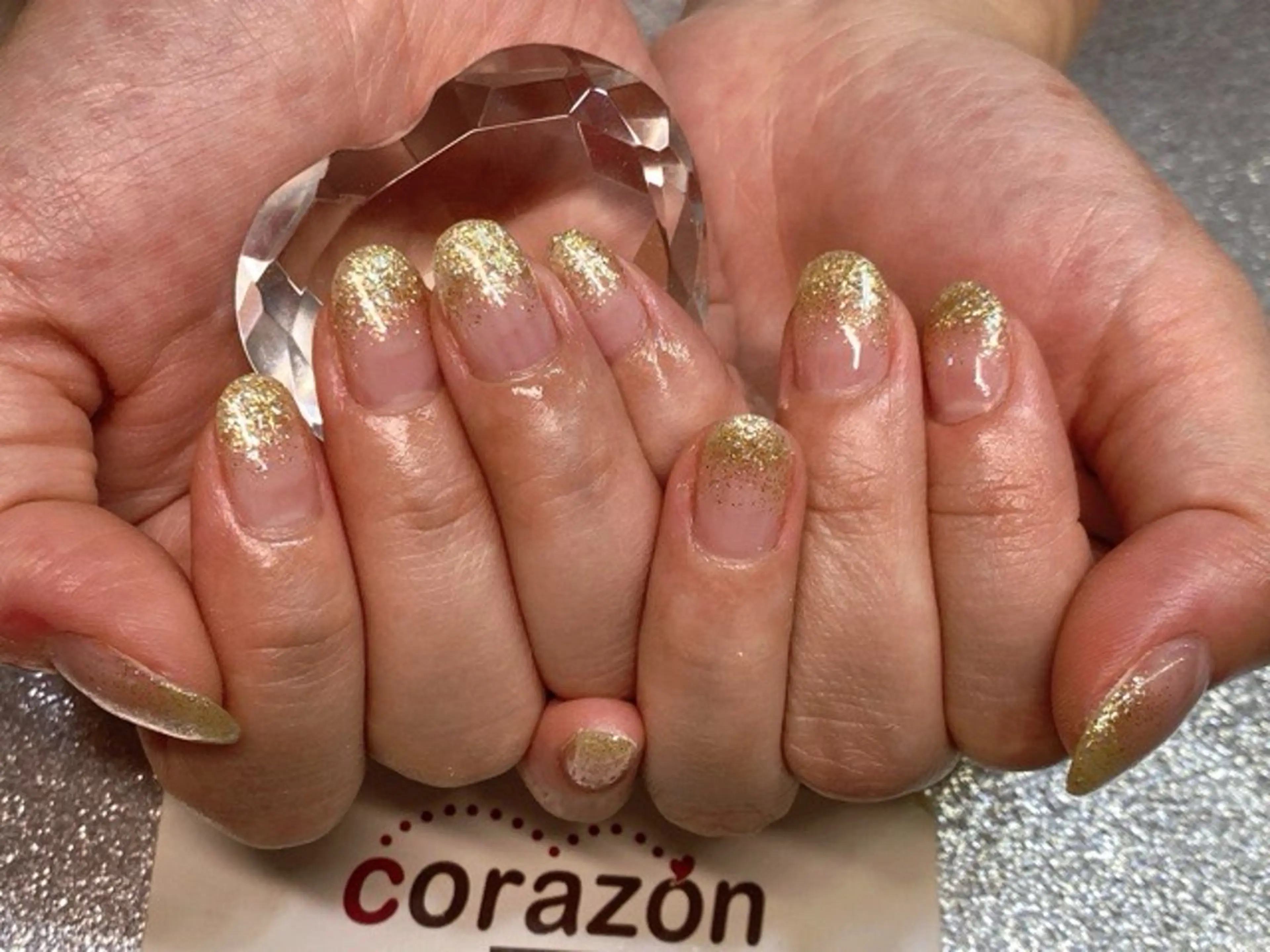 ネイル ブルー ジェルネイル ゴールド グラデーション ラメ(グリッター) ネイリスト aicoのネイルデザイン