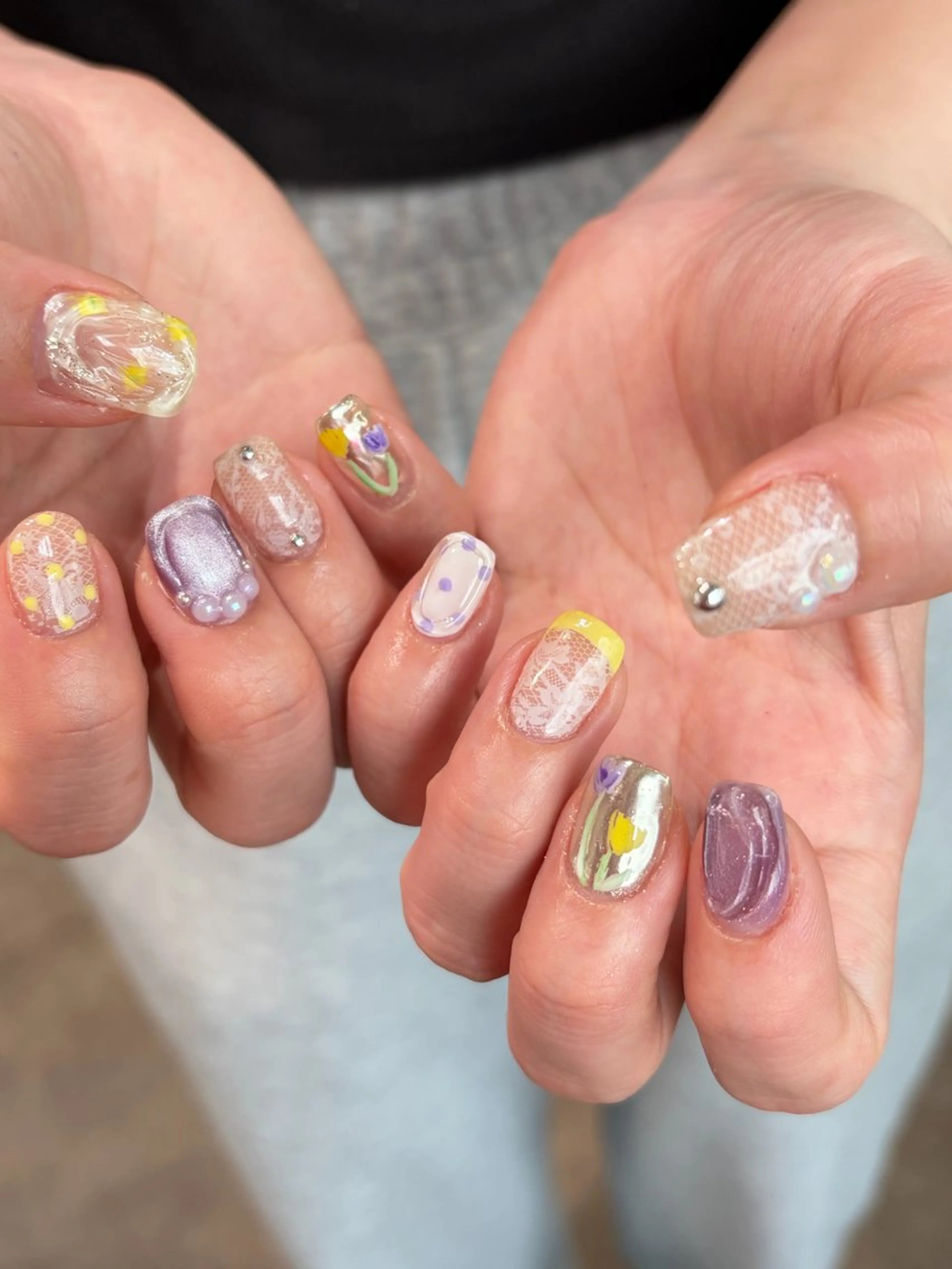 ネイル 春ネイル ハンドネイル ナチュラル透明感🌱 小山美樹子のヘアスタイル