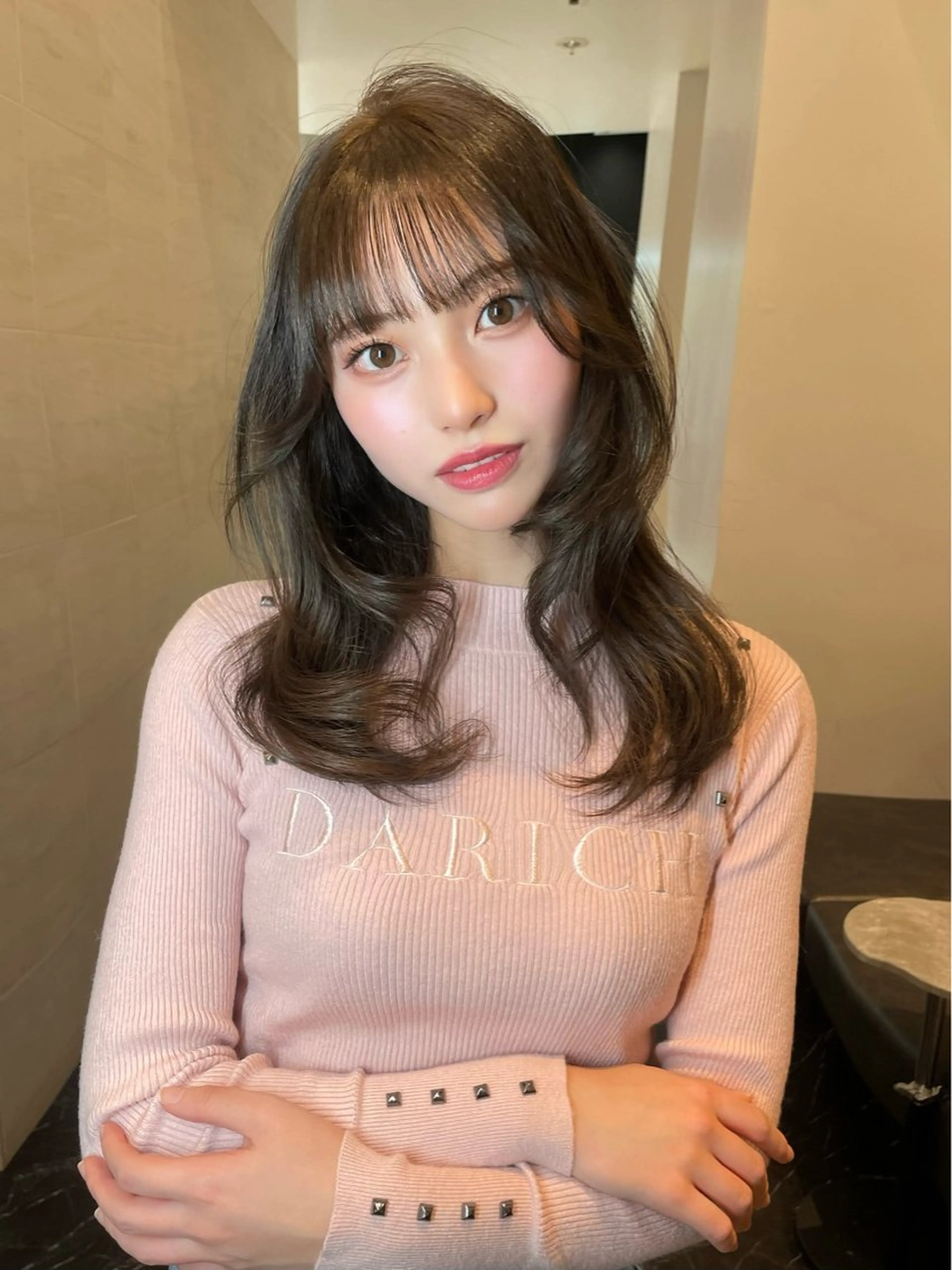 セミロング カット ヘアカラー 韓国✖️網紅🖤 パーマYURIYAのヘアスタイル