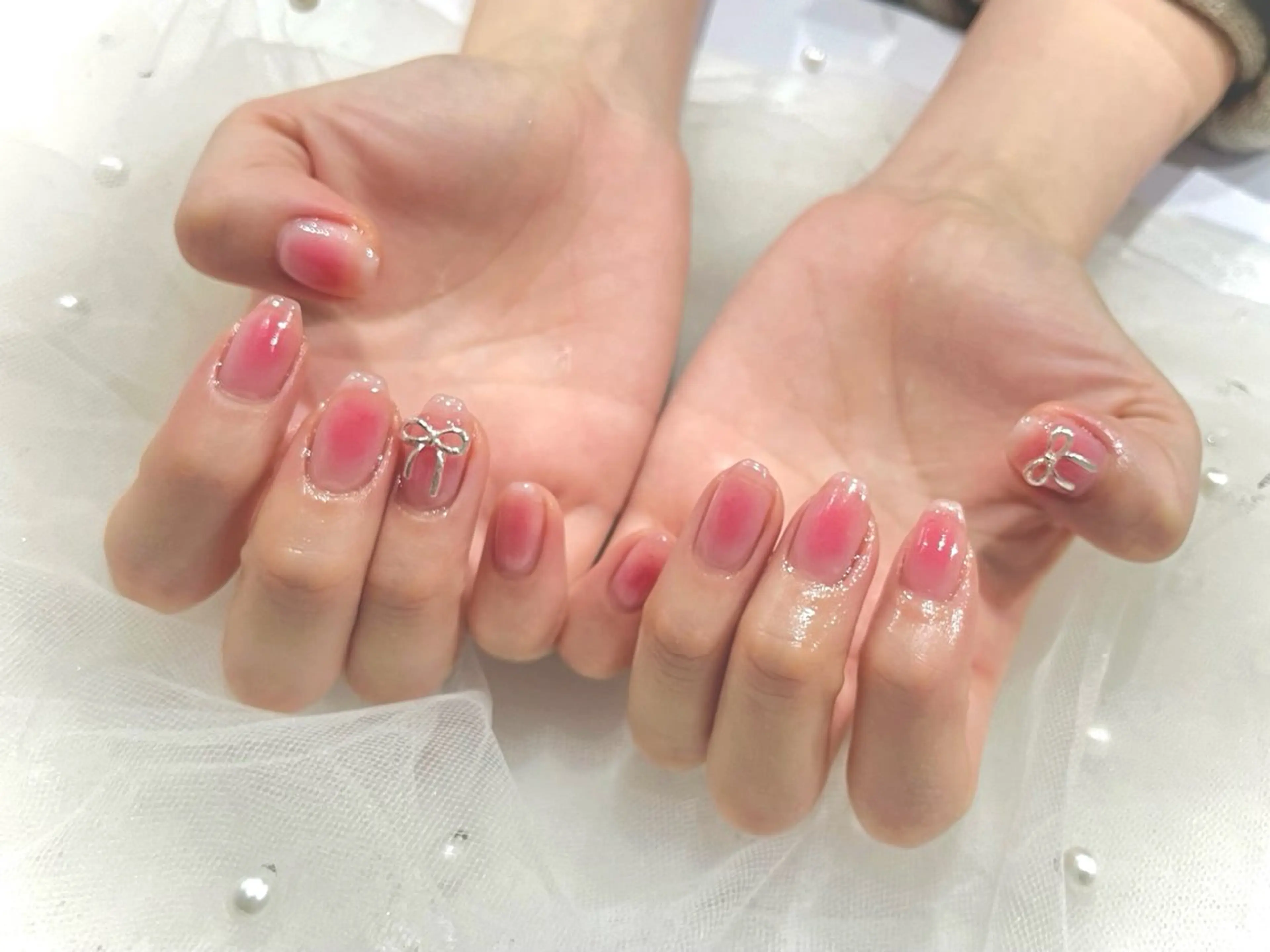 ネイル チークネイル リボン Nail salon Cielel⟡Ayaのネイルデザイン