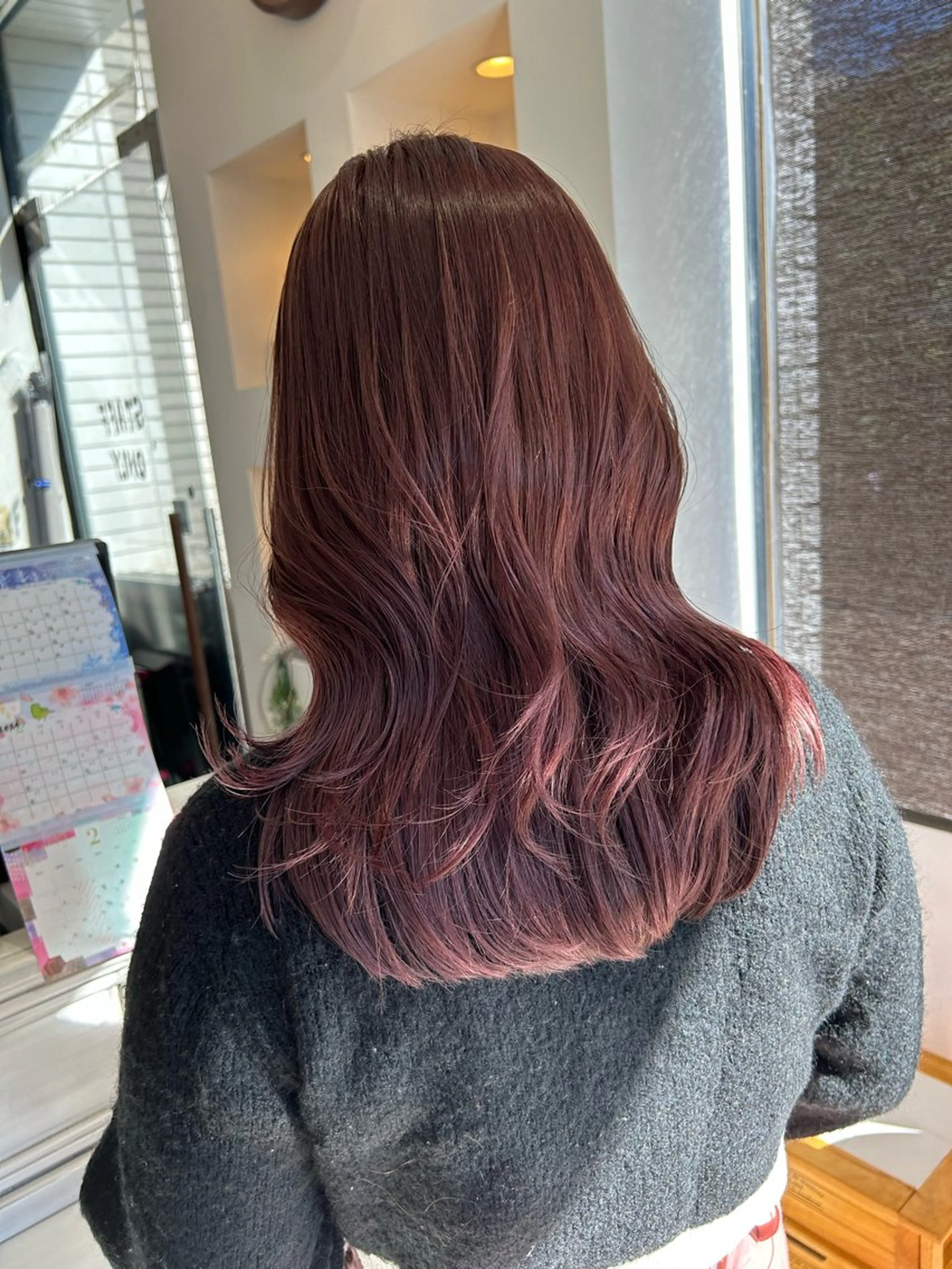 ミディアム カラー レッドカラー 篠原 大稀のヘアスタイル