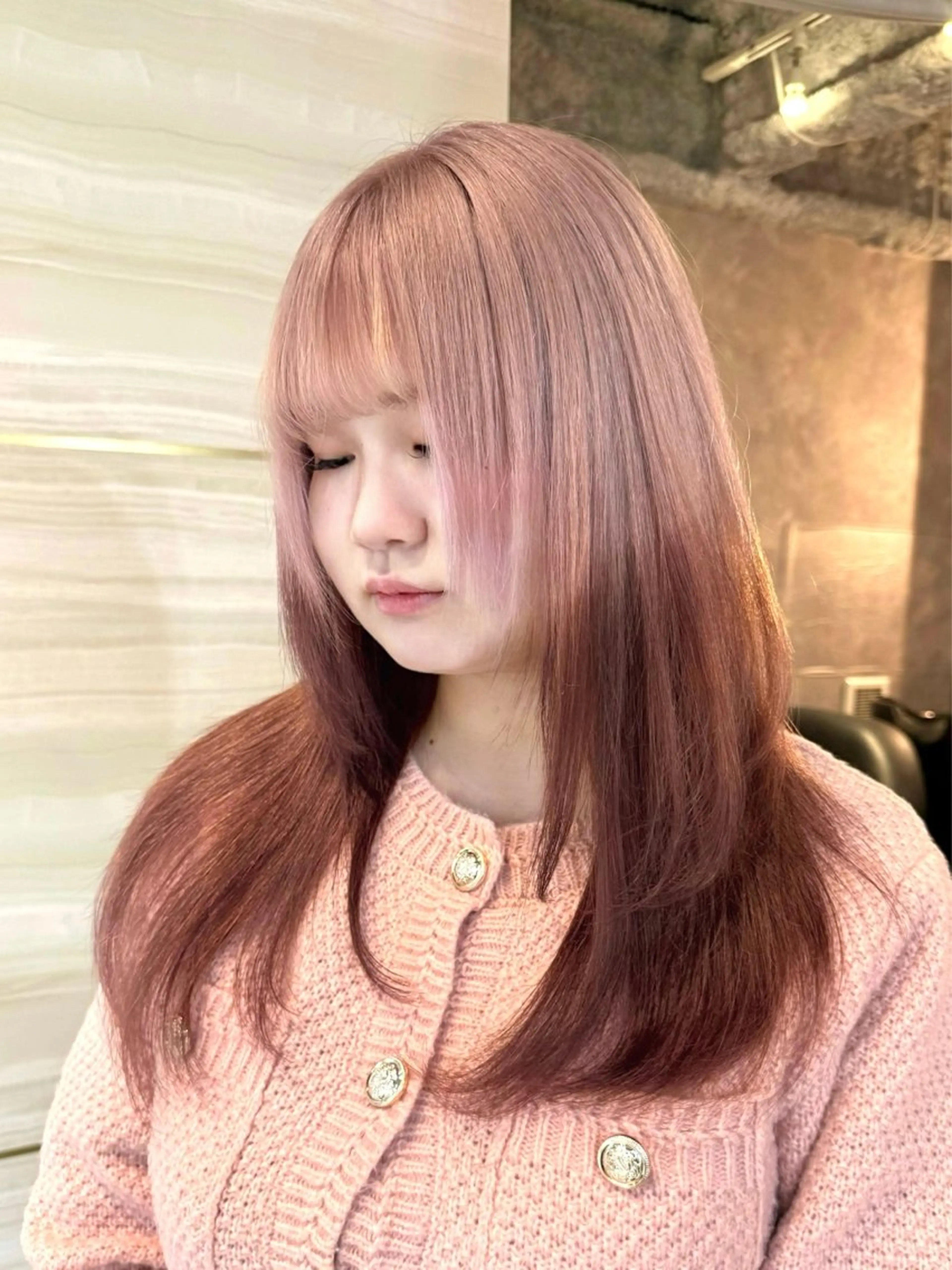 セミロング ヘアカラー トリートメント 🌱巴結生🌿大宮 ☁️ミルクティーのヘアスタイル