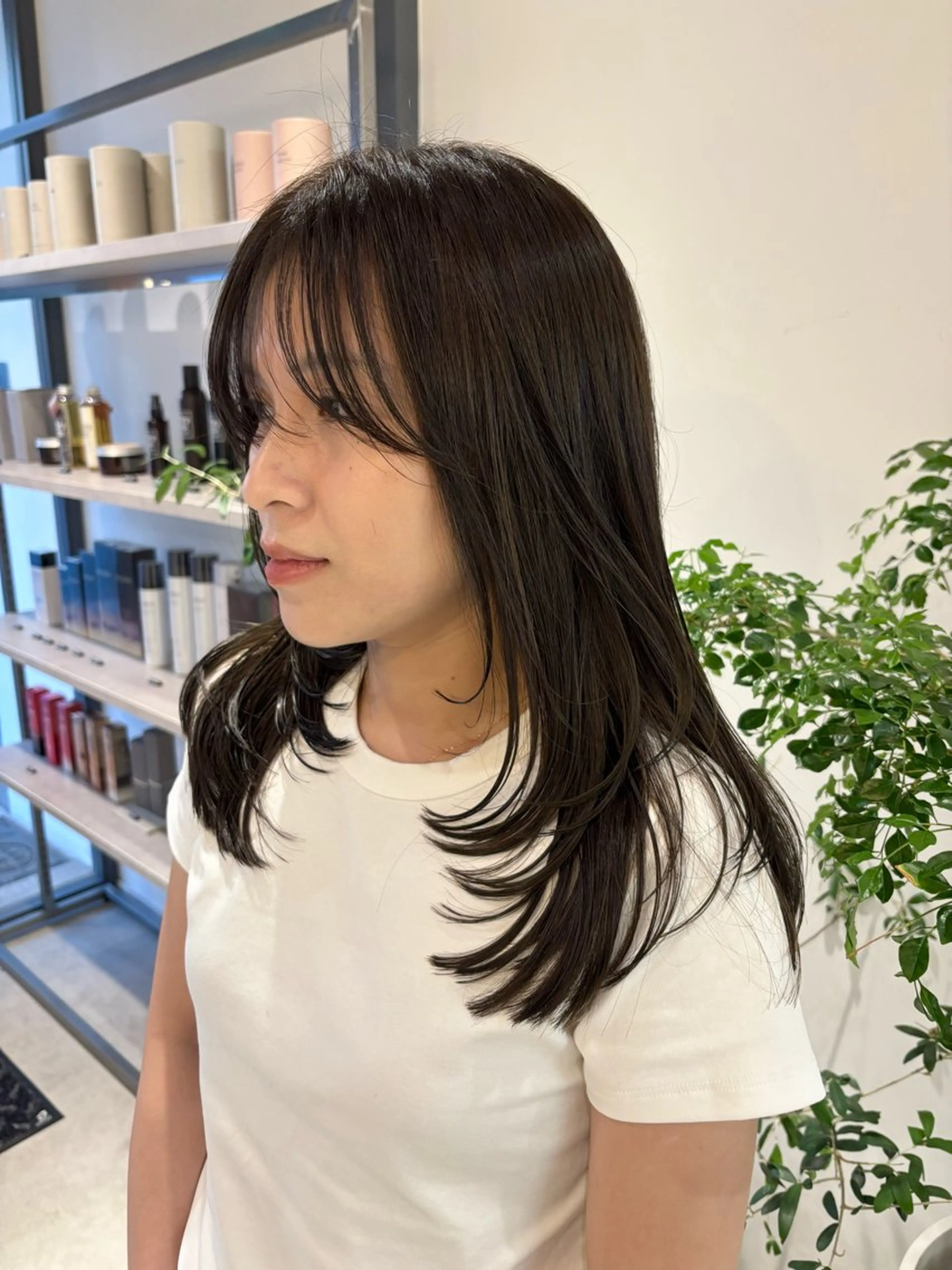 セミロング カラー 透明感カラー オリーブカラー カット ヘアカラー 透明感カラー/ レイヤーkotonoのヘアスタイル