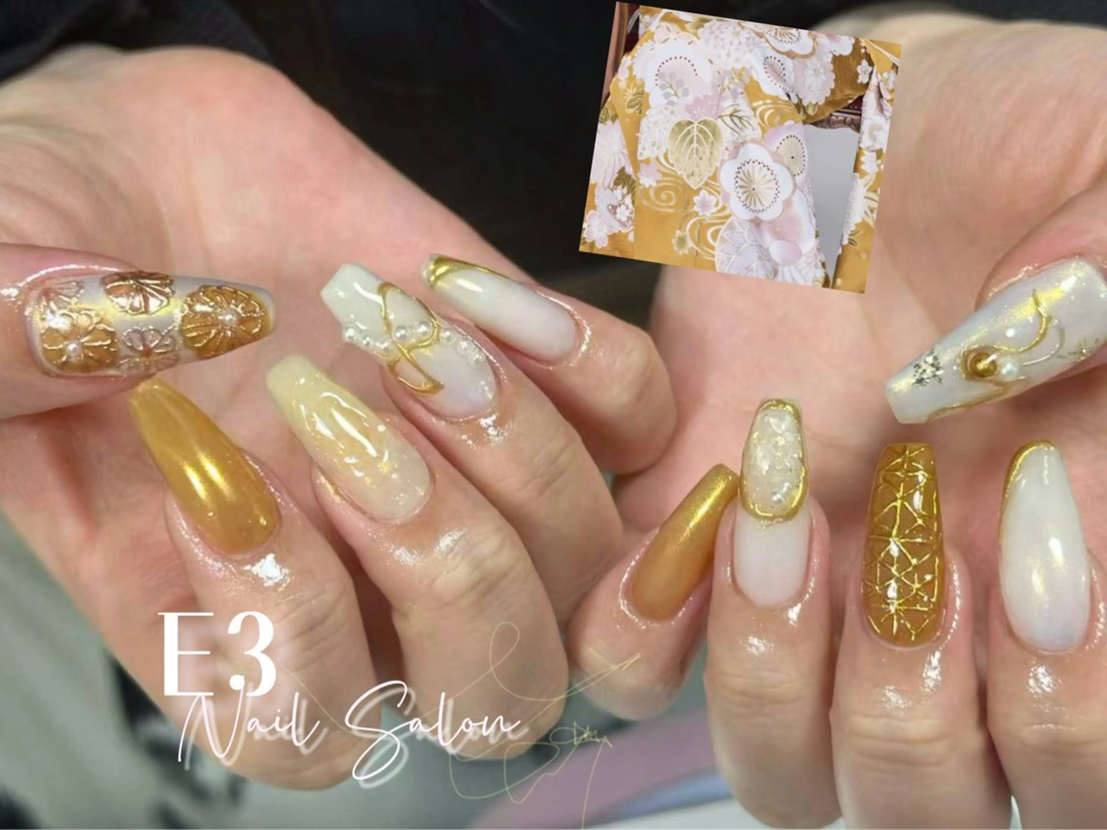 ネイル フレンチネイル ジェルネイル ガラスフレンチ グラデーション キラキラネイル ハンドネイル E3 Nail Salonのネイルデザイン