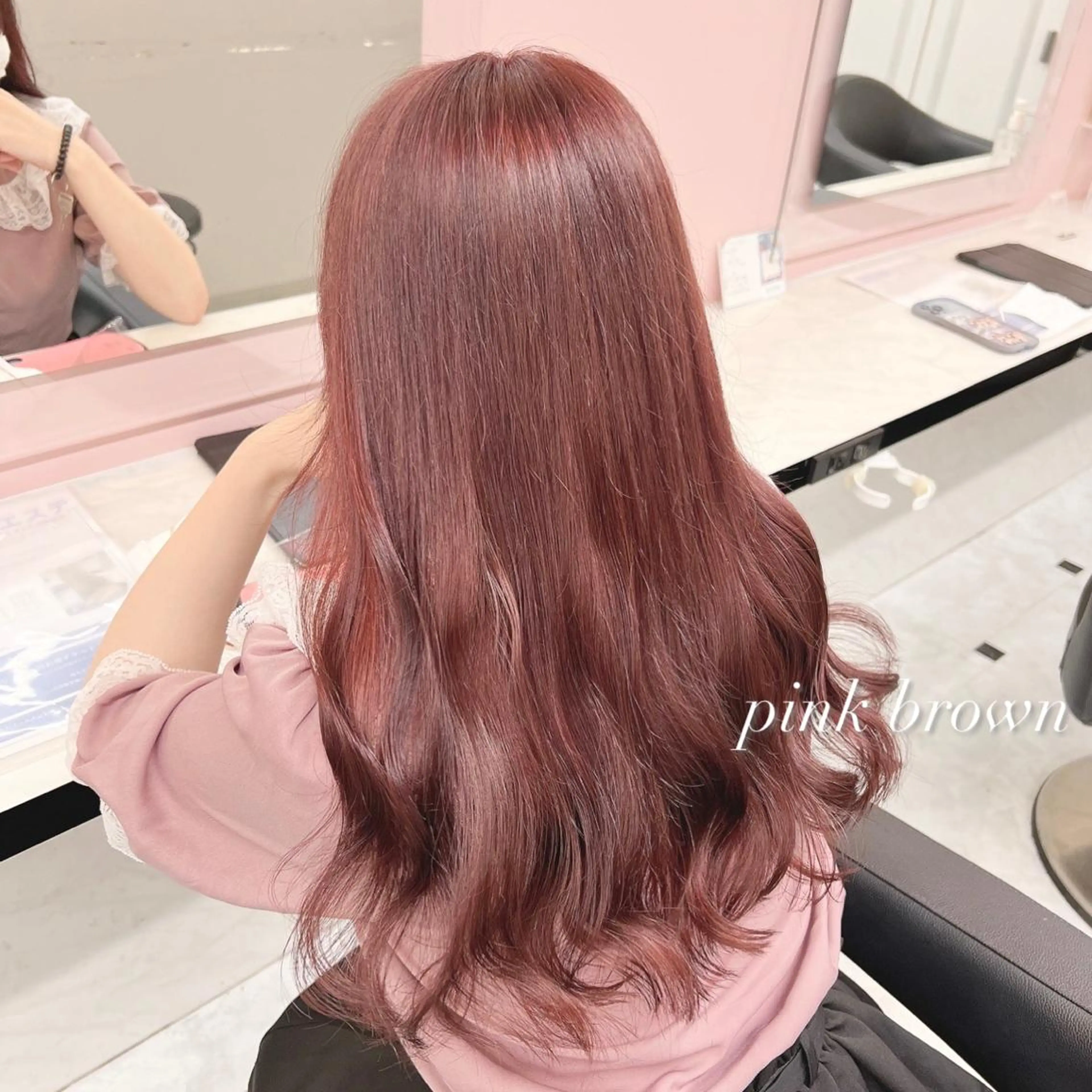 ロング ヘアアレンジ ピンクブラウン カット ヘアカラー トリートメント ヘアセット 💖ダブルカラー💖 chihiro🌸のヘアスタイル