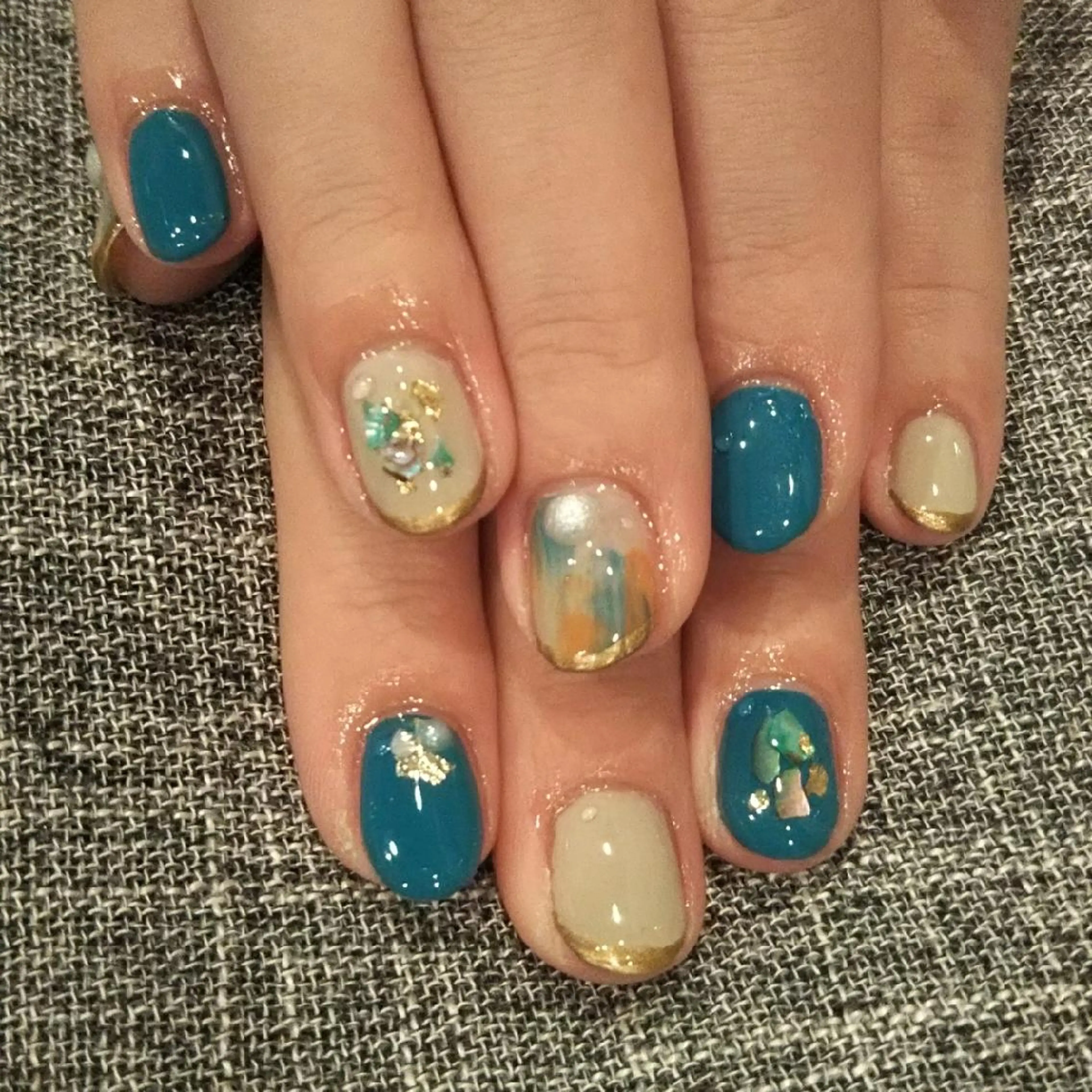 ネイル ブルー ハンドネイル private salon mieのネイルデザイン