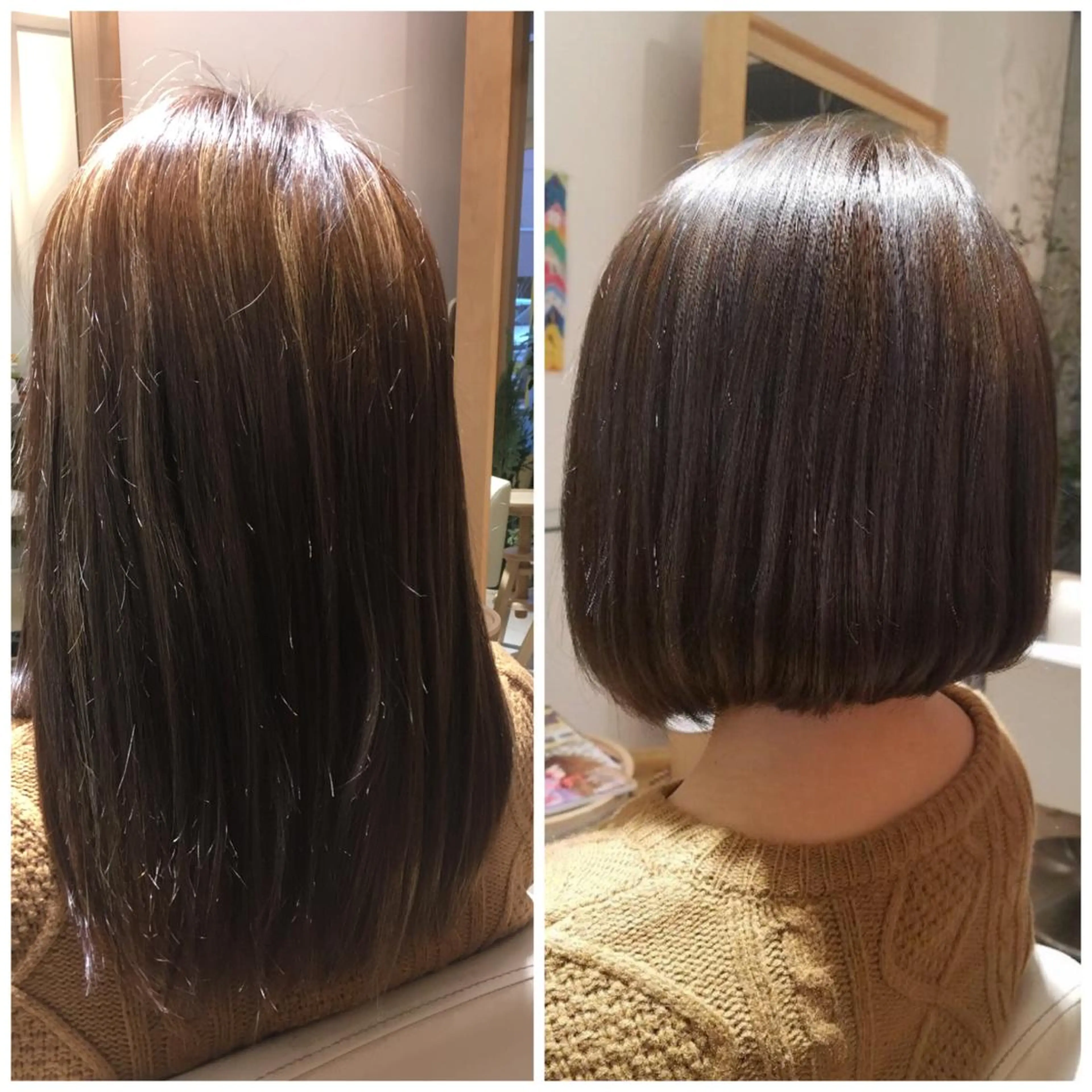 ミディアム カラー ボブ トリートメント 安永 涼のヘアスタイル