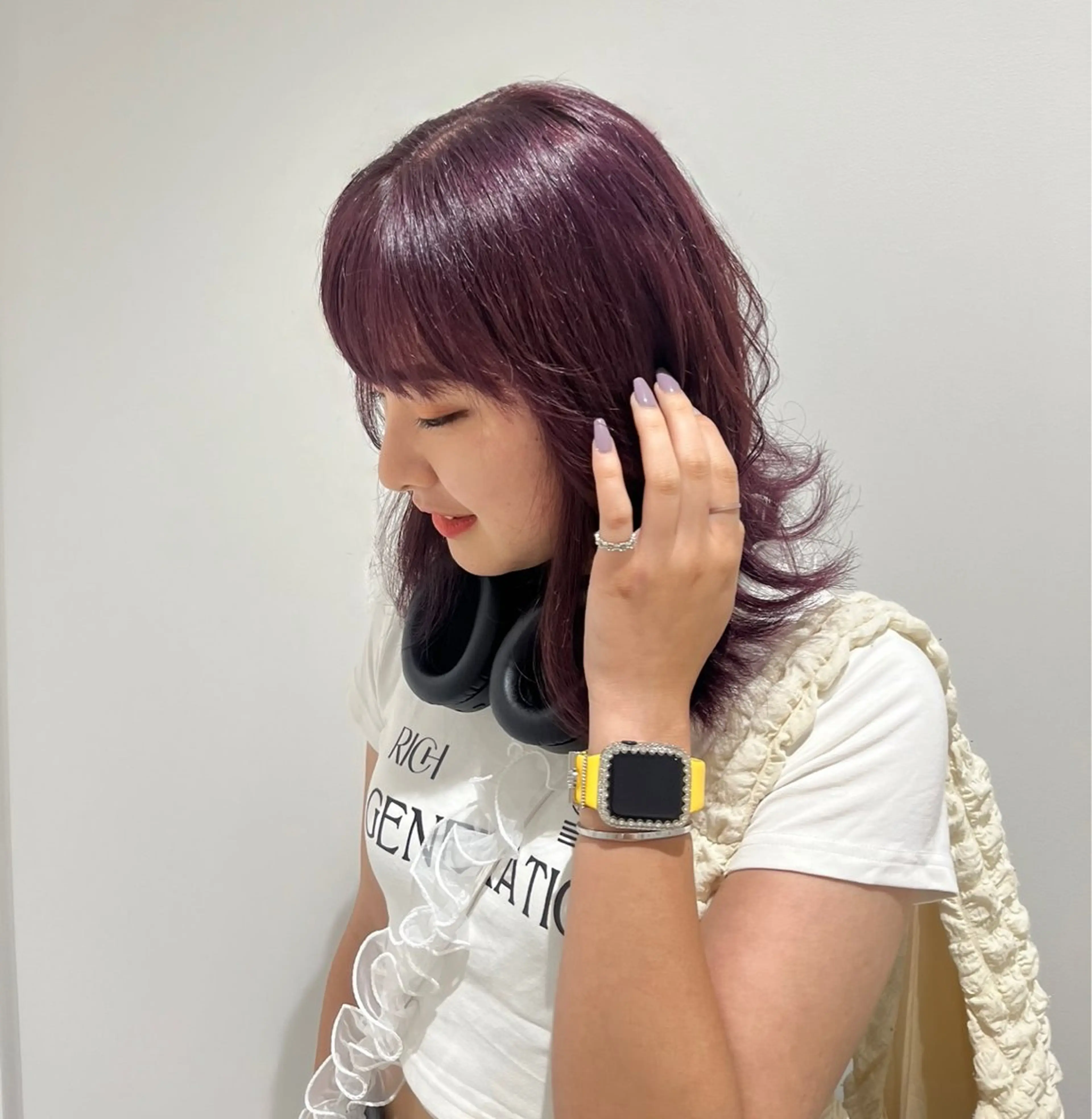 ミディアム カラー 💗暖色/ブリーチ/ レイヤー/横浜/メイのヘアスタイル