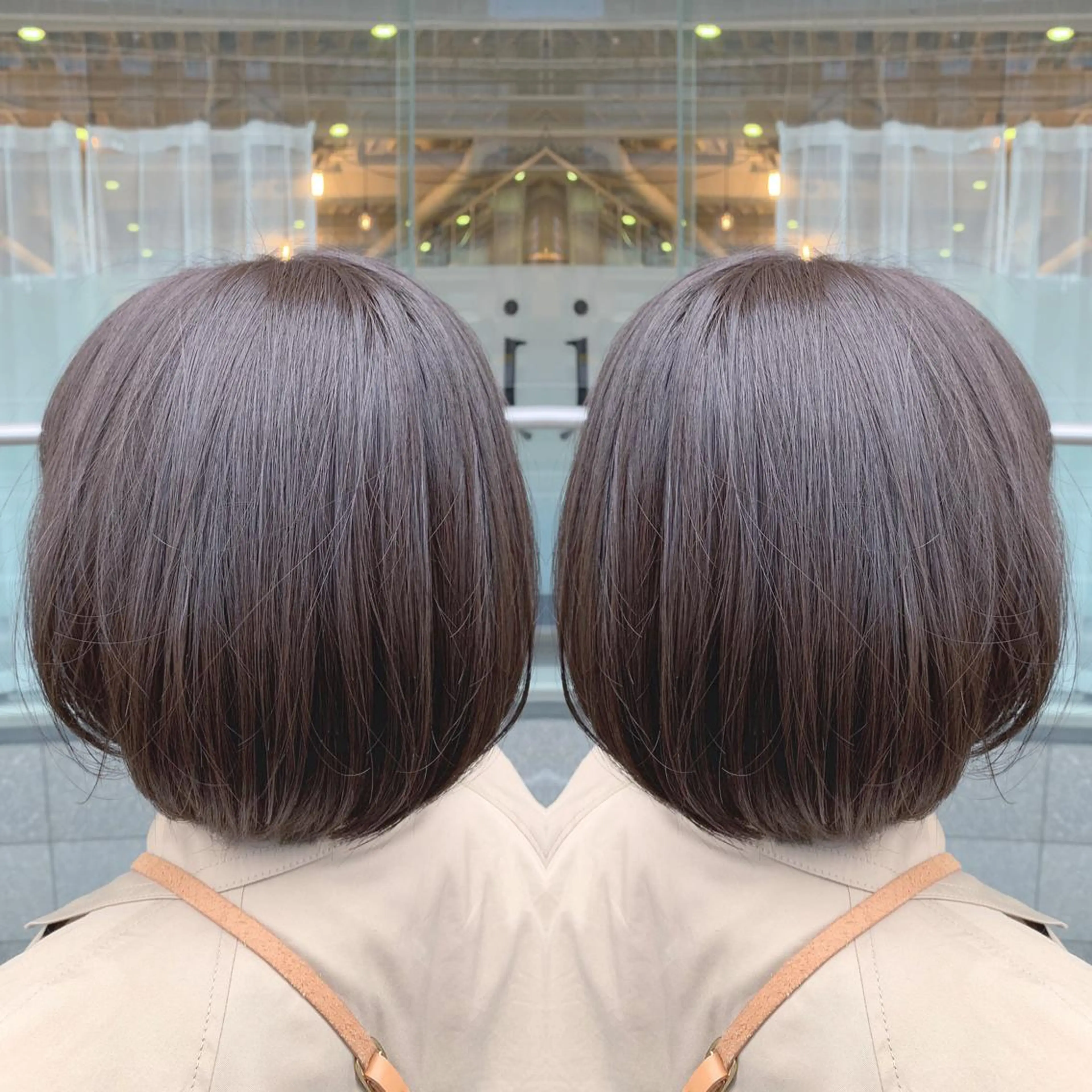 ショート カラー グレージュ イルミナカラー 青木 茂樹⭐️ 透明感カラーのヘアスタイル