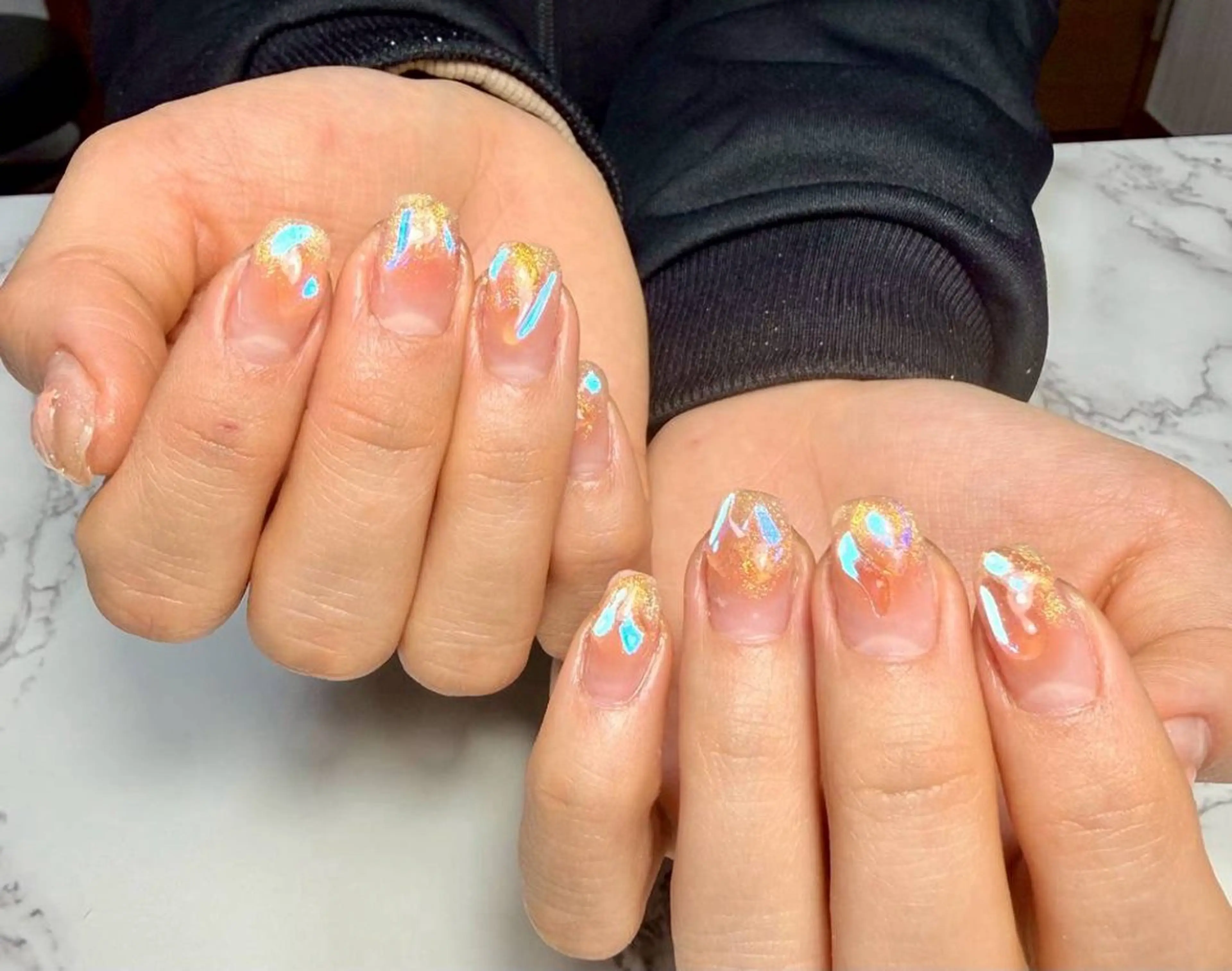ネイル アートネイル チークネイル フラッシュネイル フラッシュマグ フレンチネイル M.N_ nailのネイルデザイン