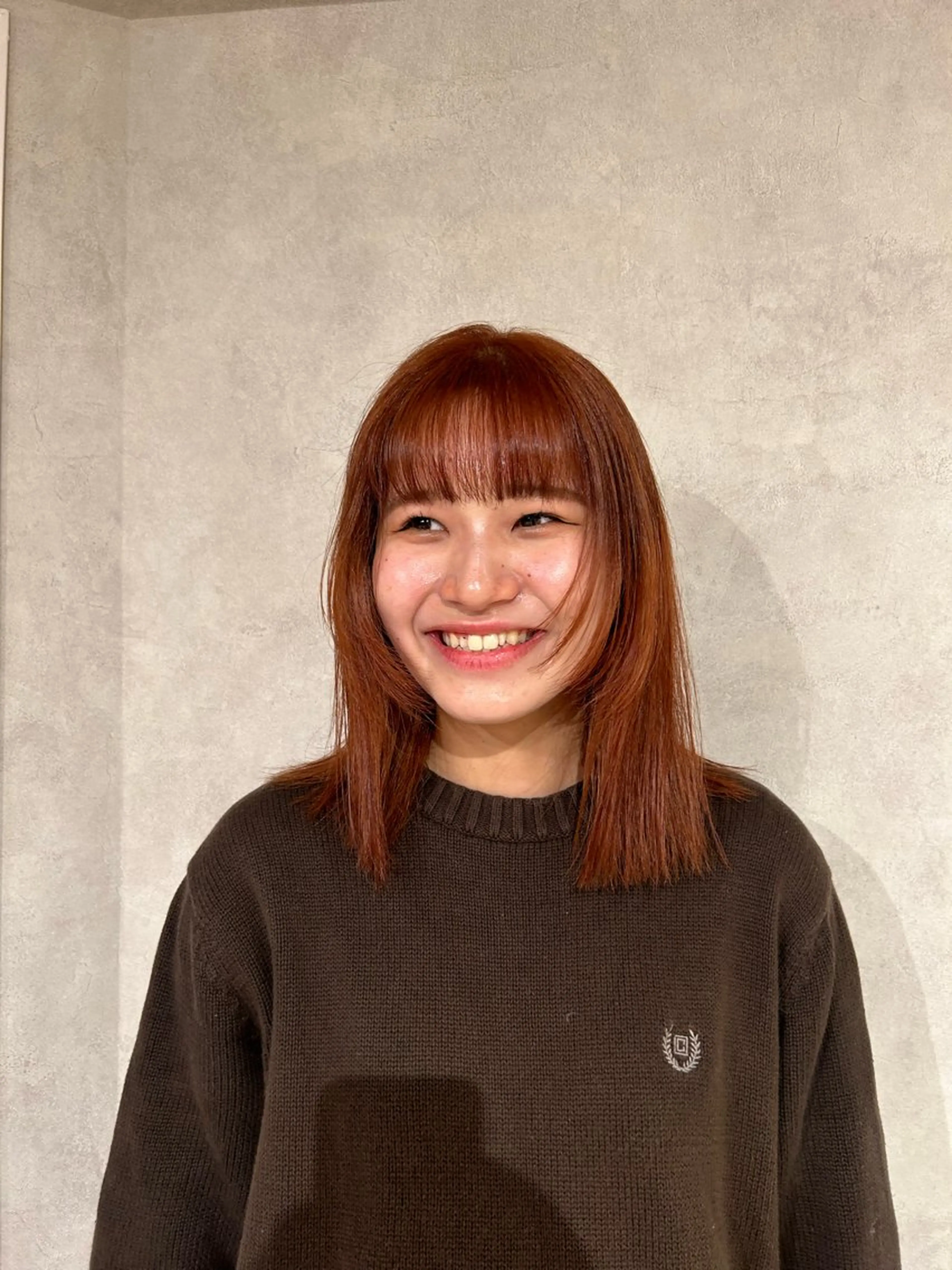 ミディアム カラー ブリーチ ダブルカラー ブリーチなしカラー ayano/パーマ/ 暖色カラーのヘアスタイル