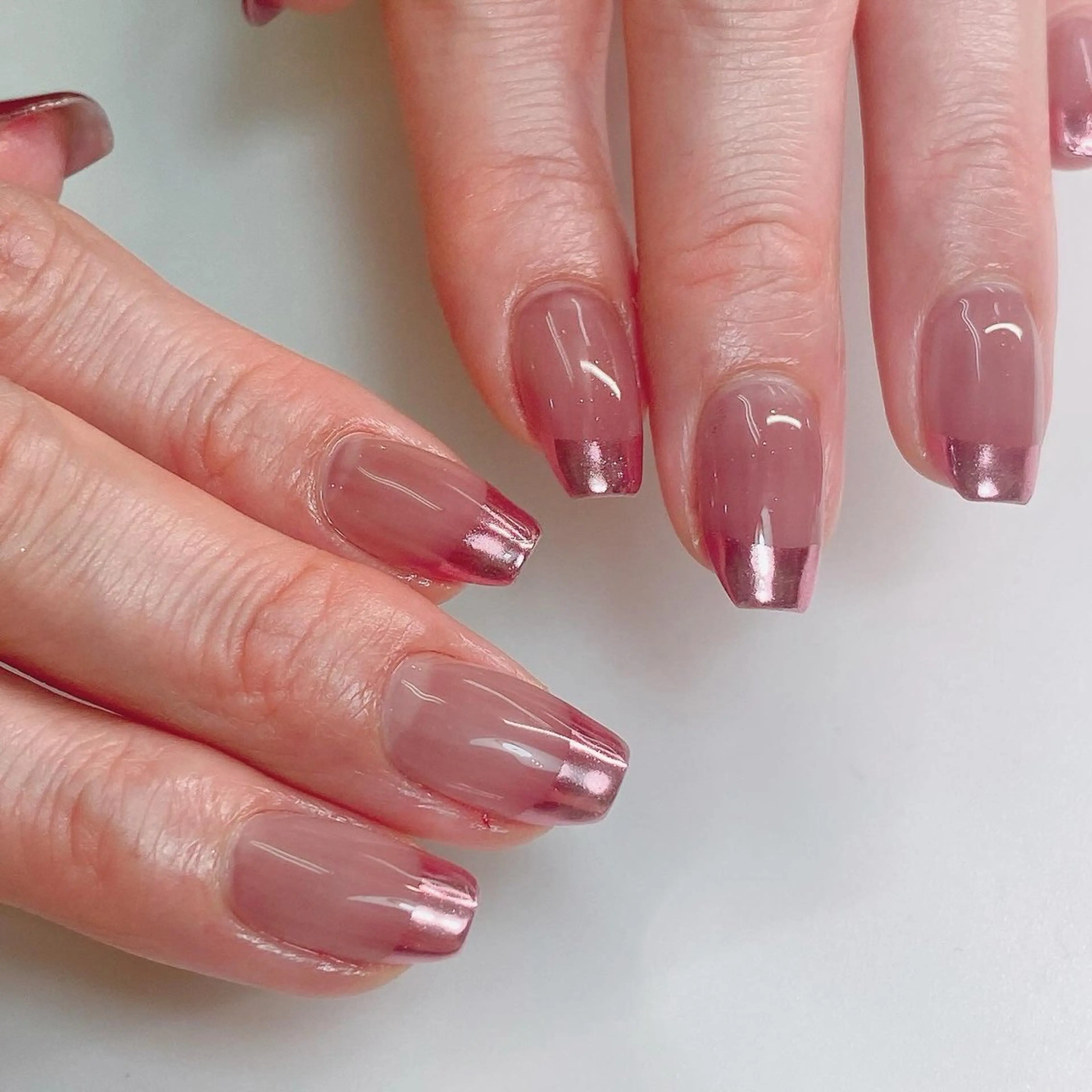 ネイル フレンチネイル ミラーネイル 石原 夕華のネイルデザイン