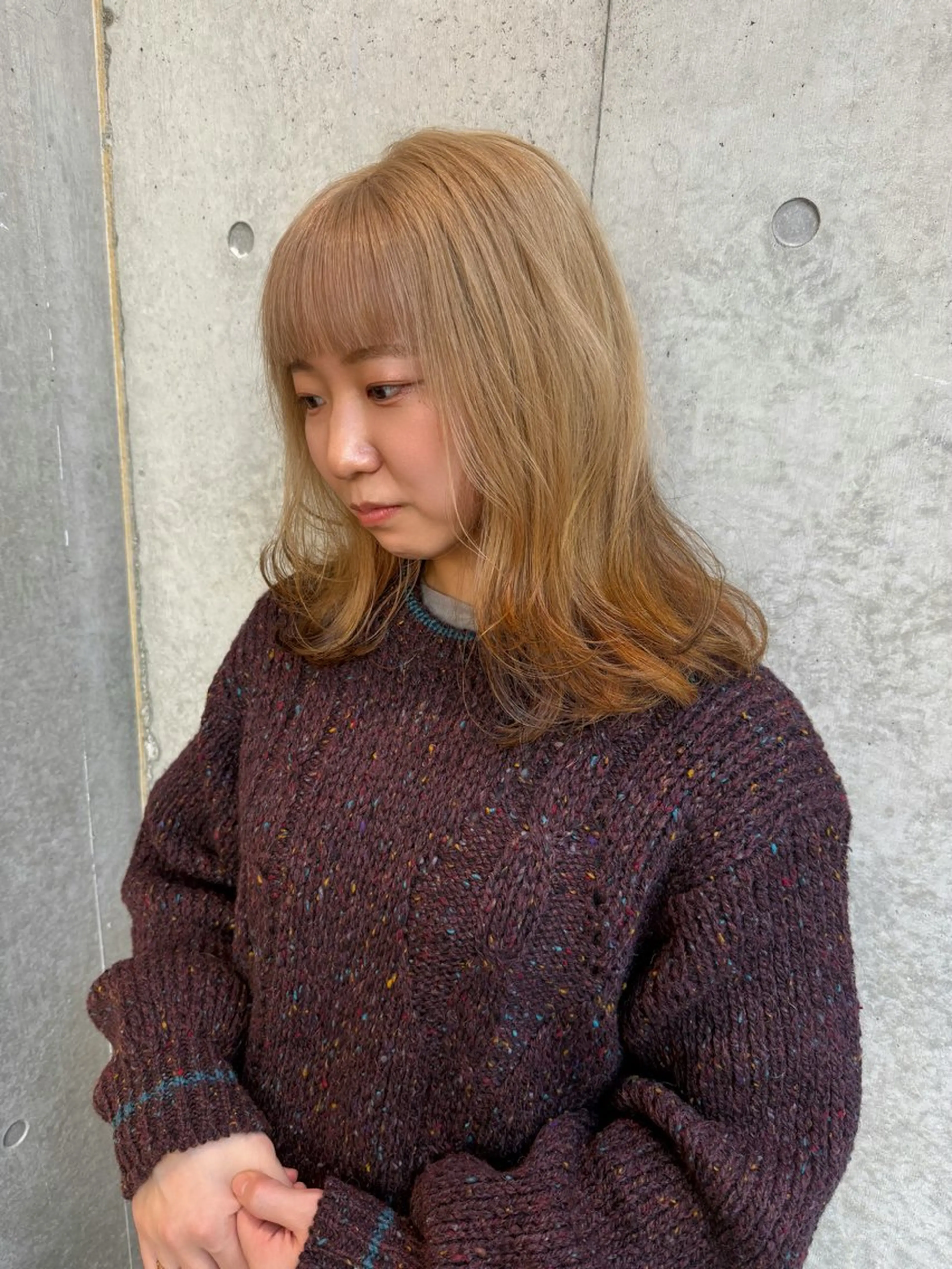 セミロング カラー ベージュカラー ブリーチ デザインカラー カット ヘアカラー トリートメント Mizobe misakiのヘアスタイル