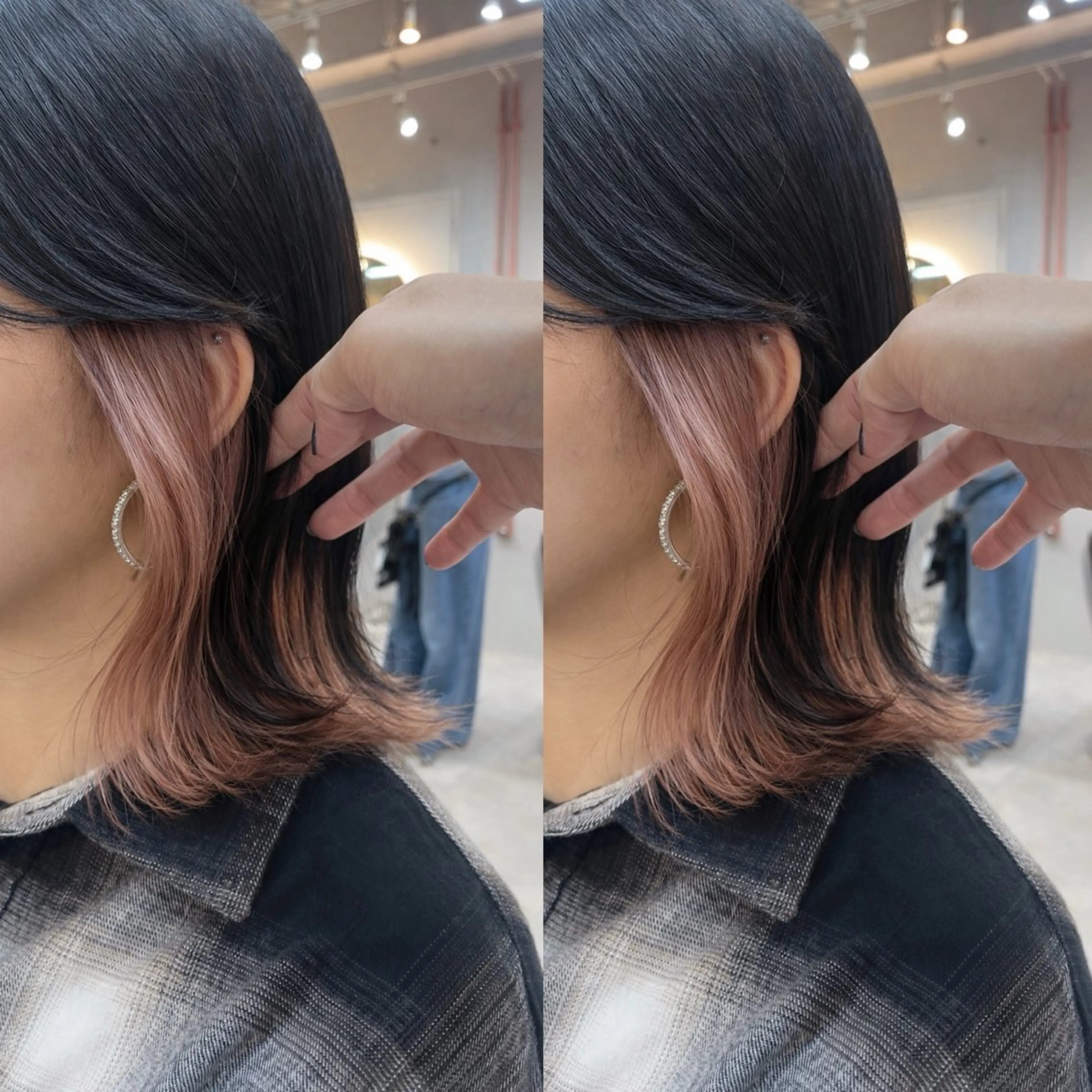 セミロング カラー カット ヘアカラー トリートメント ハイトーン🎀 暖色系カラー🎀愛美のヘアスタイル