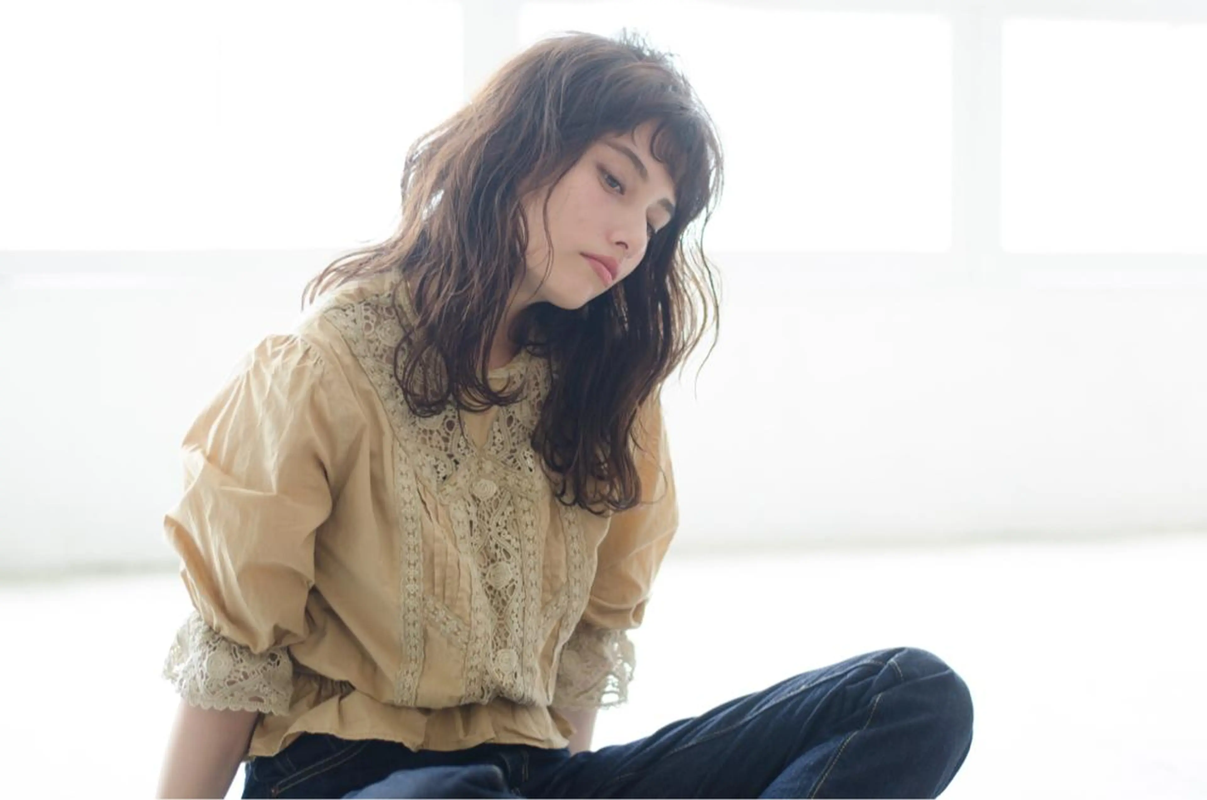 セミロング カラー パーマ ベージュカラー🧸 伊藤なつみのヘアスタイル