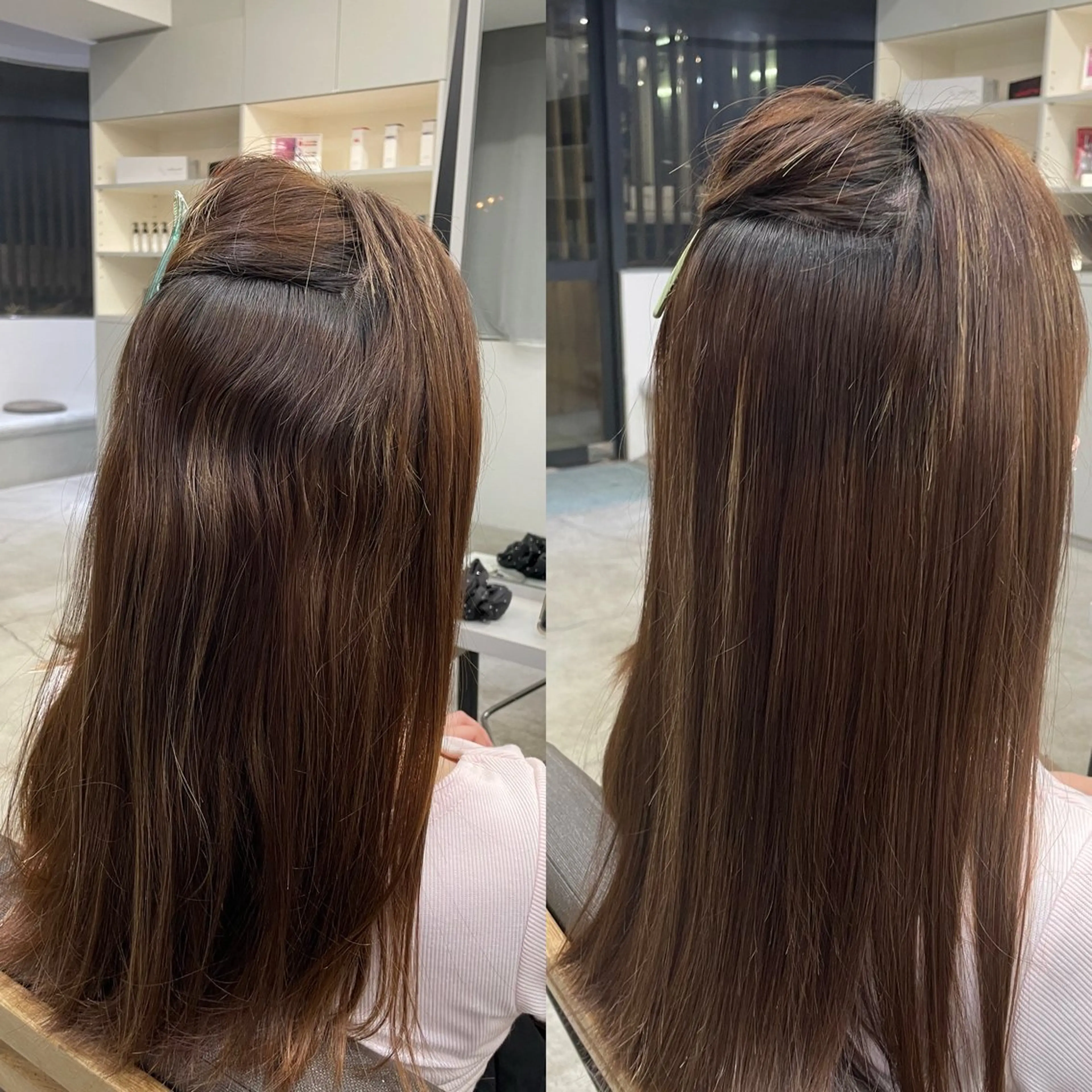 ロング 縮毛矯正 絶対綺麗な暖色カラー 🎯あります✨増渕✨のヘアスタイル