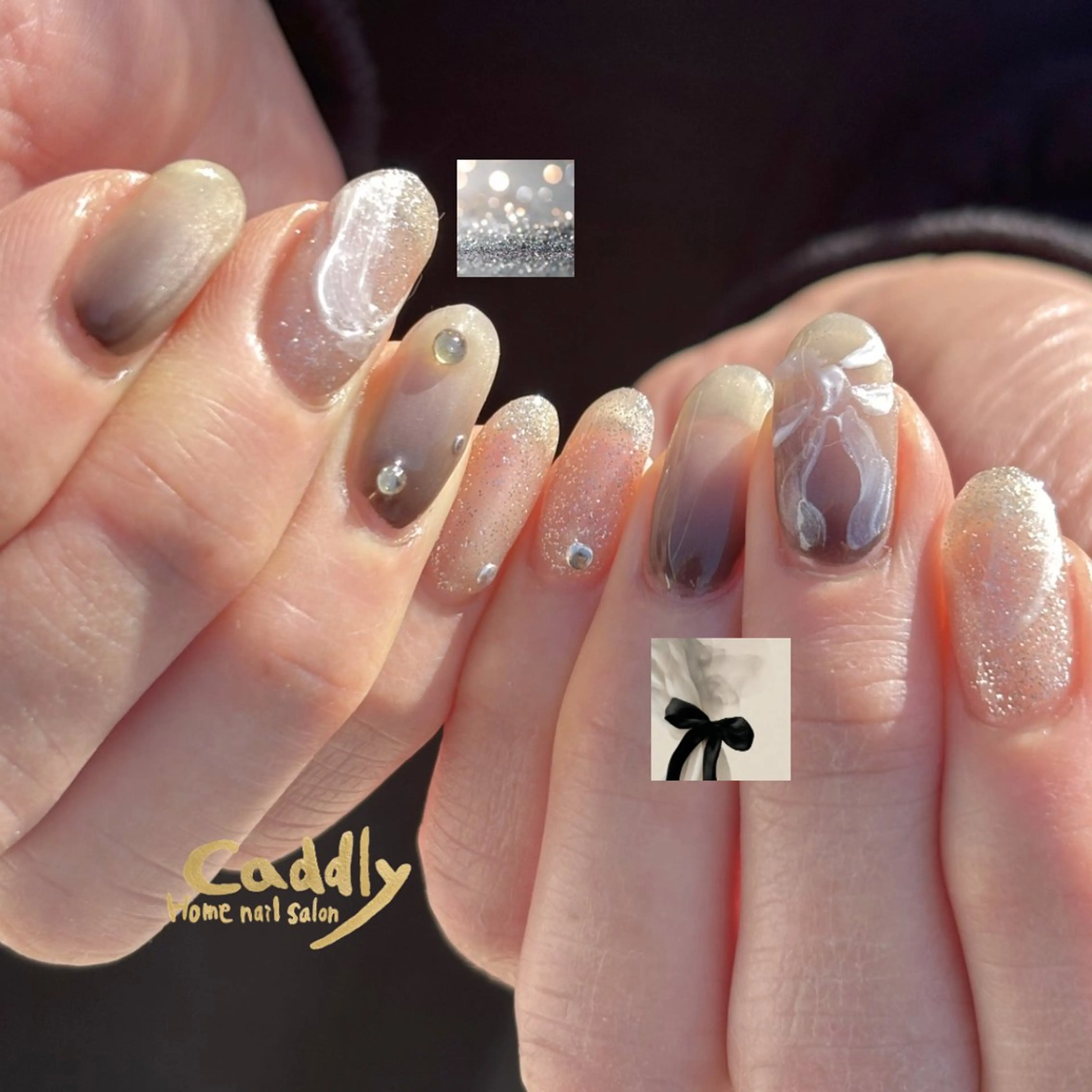 ネイル リボン ハンドネイル caddly naoのネイルデザイン
