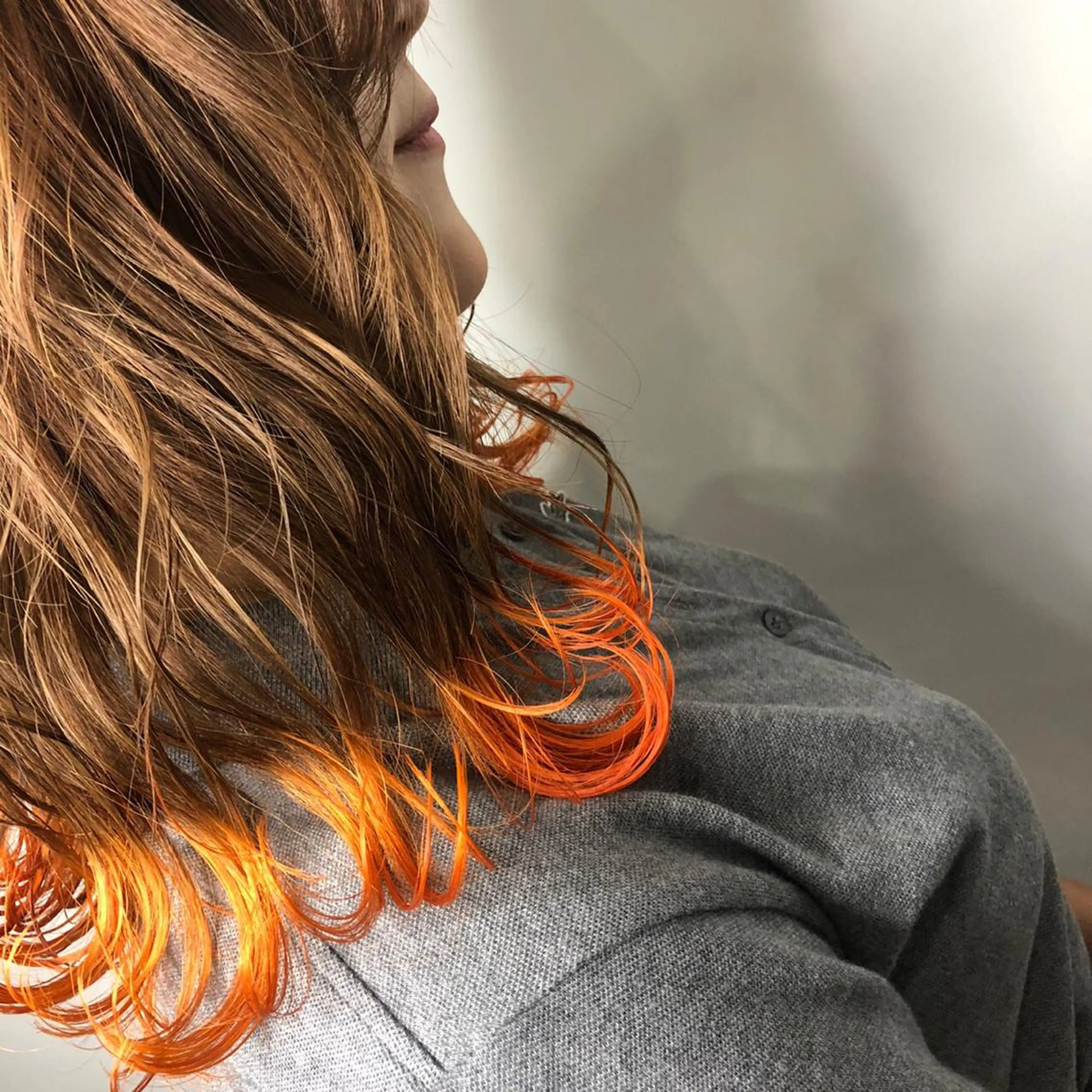 ミディアム カラー ヘアアレンジ キッズ アディクシーカラー バレイヤージュ ミストバング ベージュカラー 黒髪 カラー特化サロン Eir心斎橋のヘアスタイル
